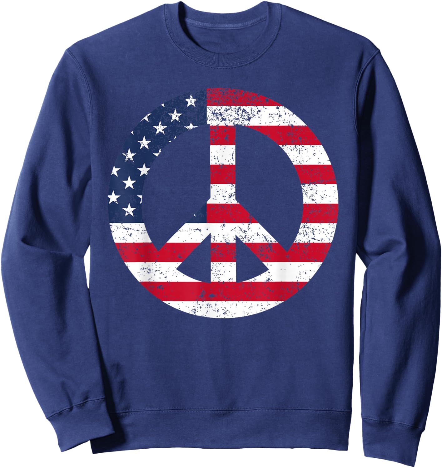 Peace Sign Patriotic USA Flag Peace & Love Sweatshirt - Sweatshirt | Navy