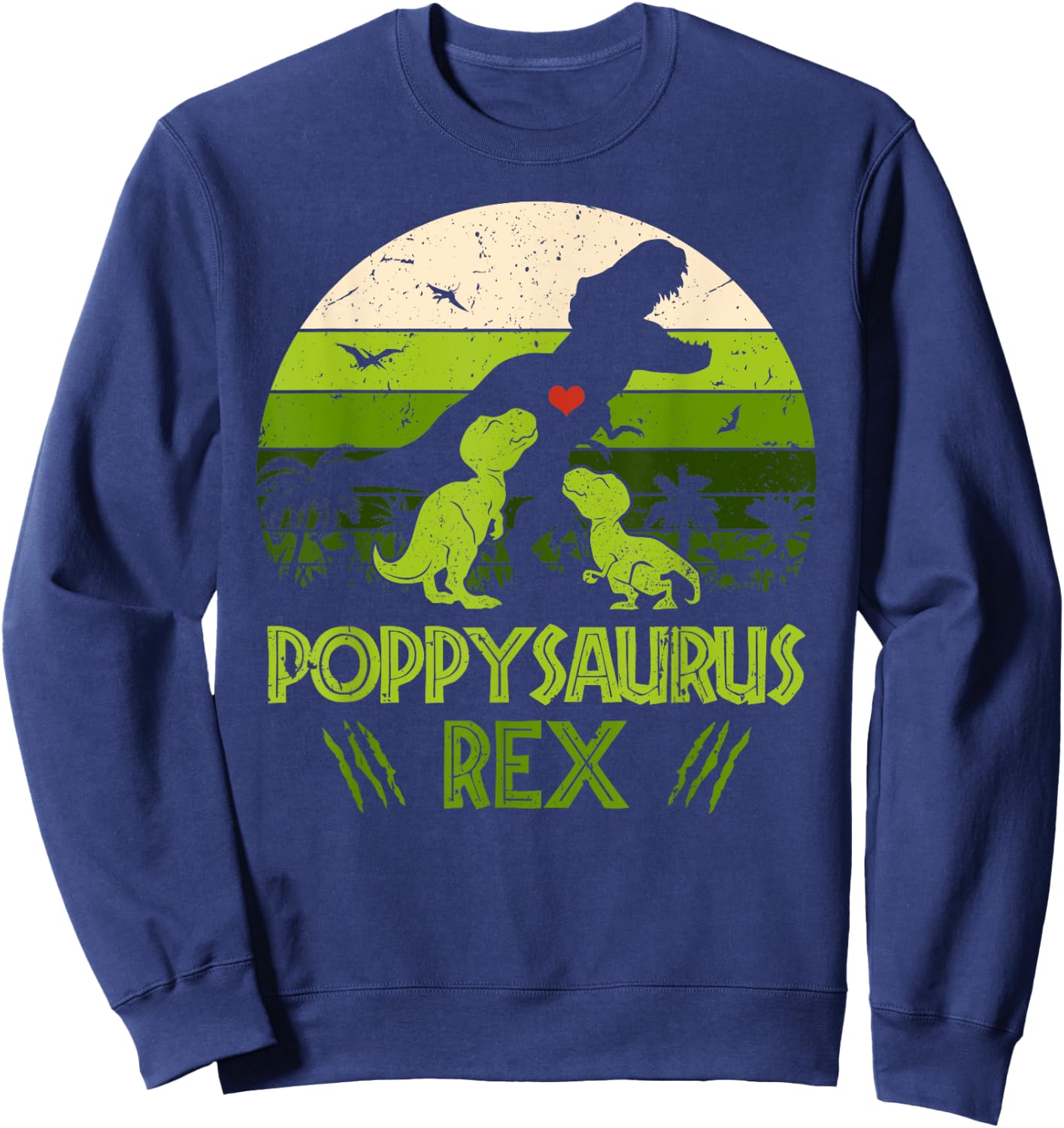 Poppysaurus Rex 2 Kids Sunset For Fathers Day Gift Sweatshirt - Sweatshirt | Navy
