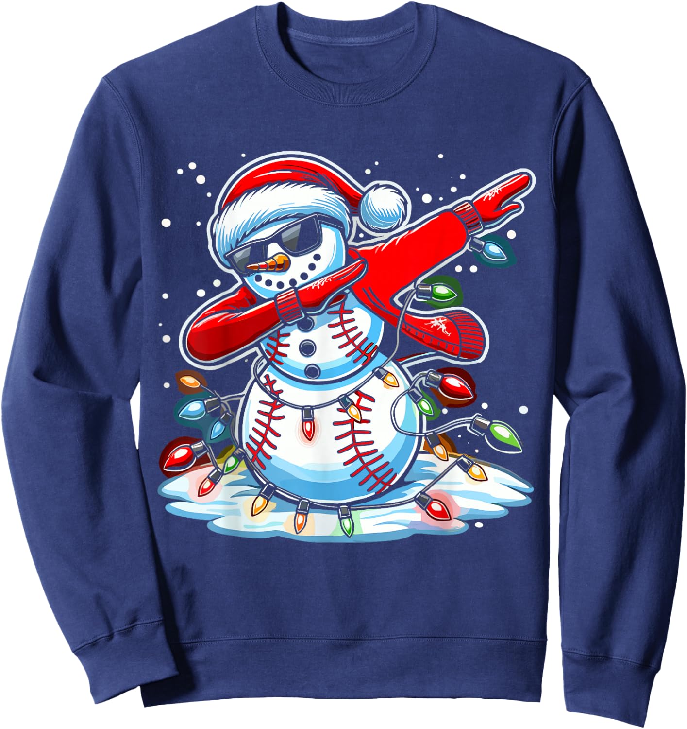 Dabbing Christmas Baseball Snowman Boys Baseball Women Men Sweatshirt - Sweatshirt | Navy