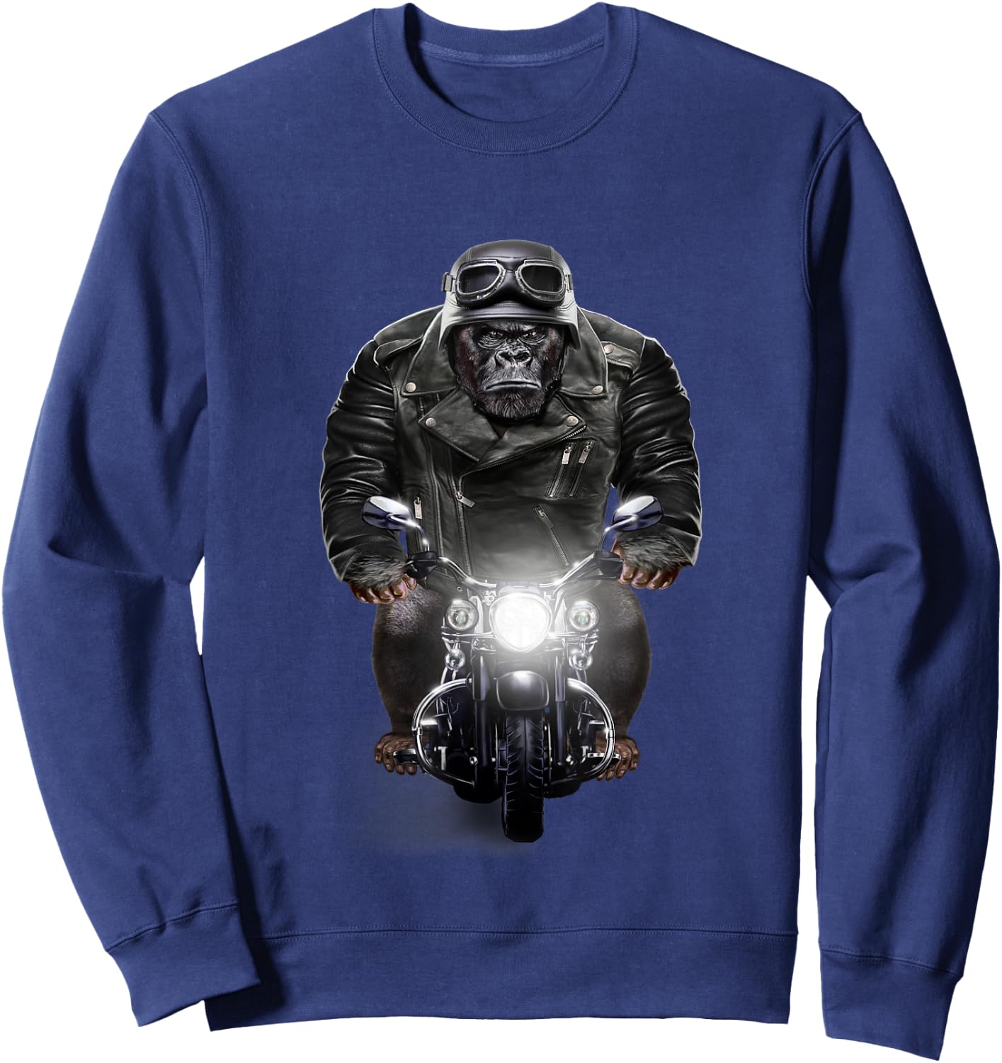 Biker Gorilla in Leather Jacket Ride Motorcycle Sweatshirt - Sweatshirt | Navy