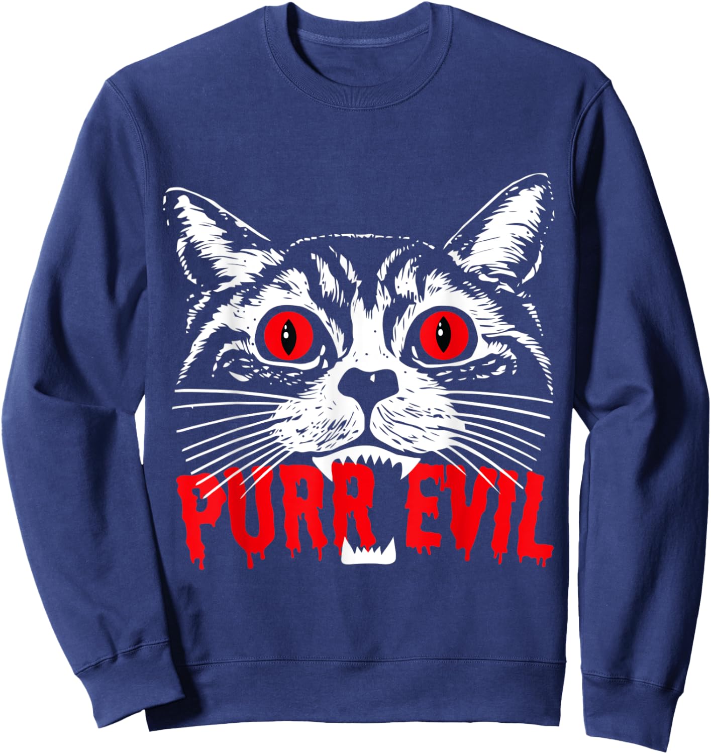 Purr Evil Satanic Cat Spooky design for Halloween Women Kids Sweatshirt - Sweatshirt | Navy