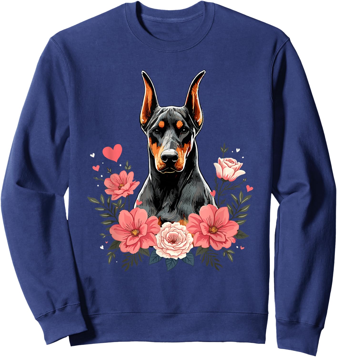 Roses Flowers Doberman Pinscher Dobermans Dobie Sweatshirt - Sweatshirt | Navy
