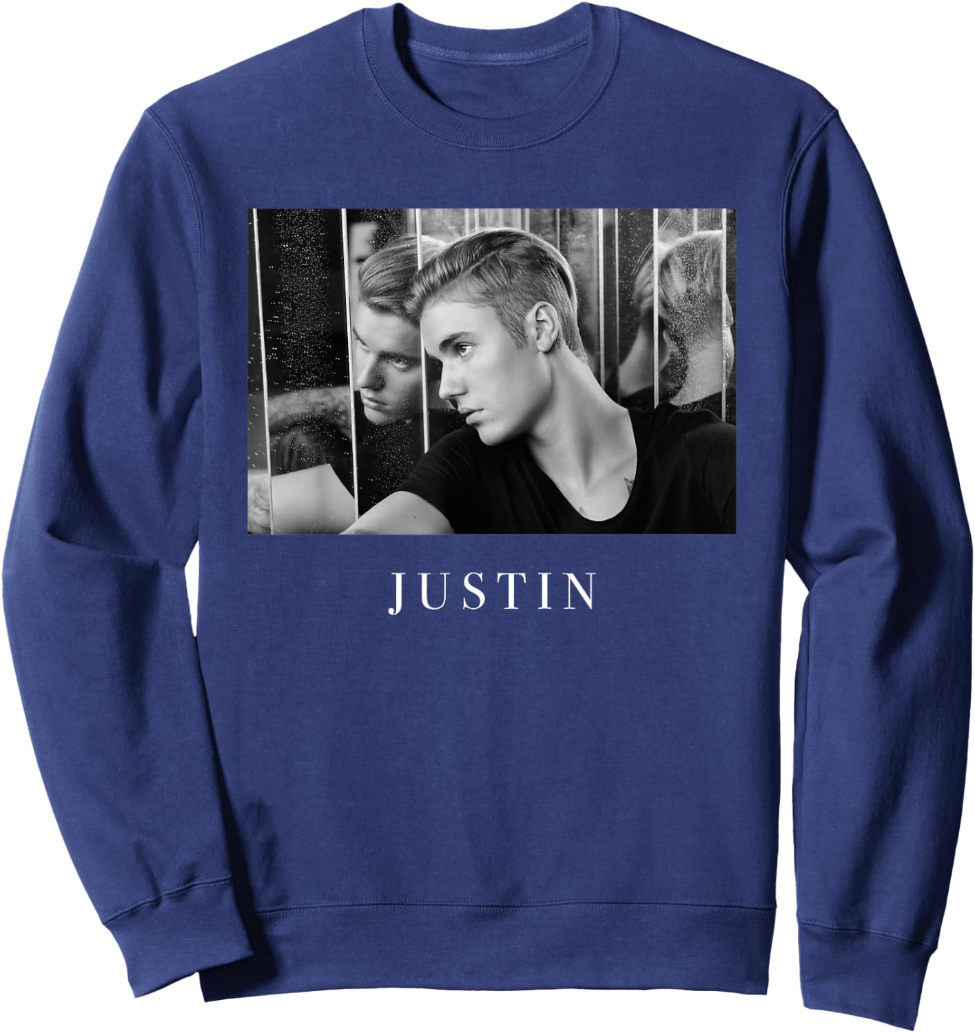 Official Justin Bieber Reflection Photo B&W Sweatshirt - Sweatshirt | Navy