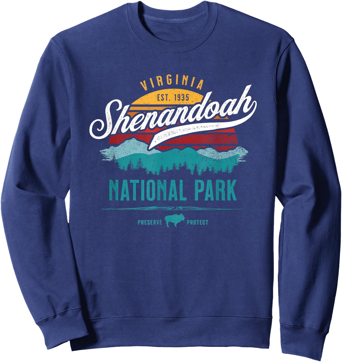 Vintage Shenandoah National Virginia USA Park Hiking Camping Sweatshirt - Sweatshirt | Navy