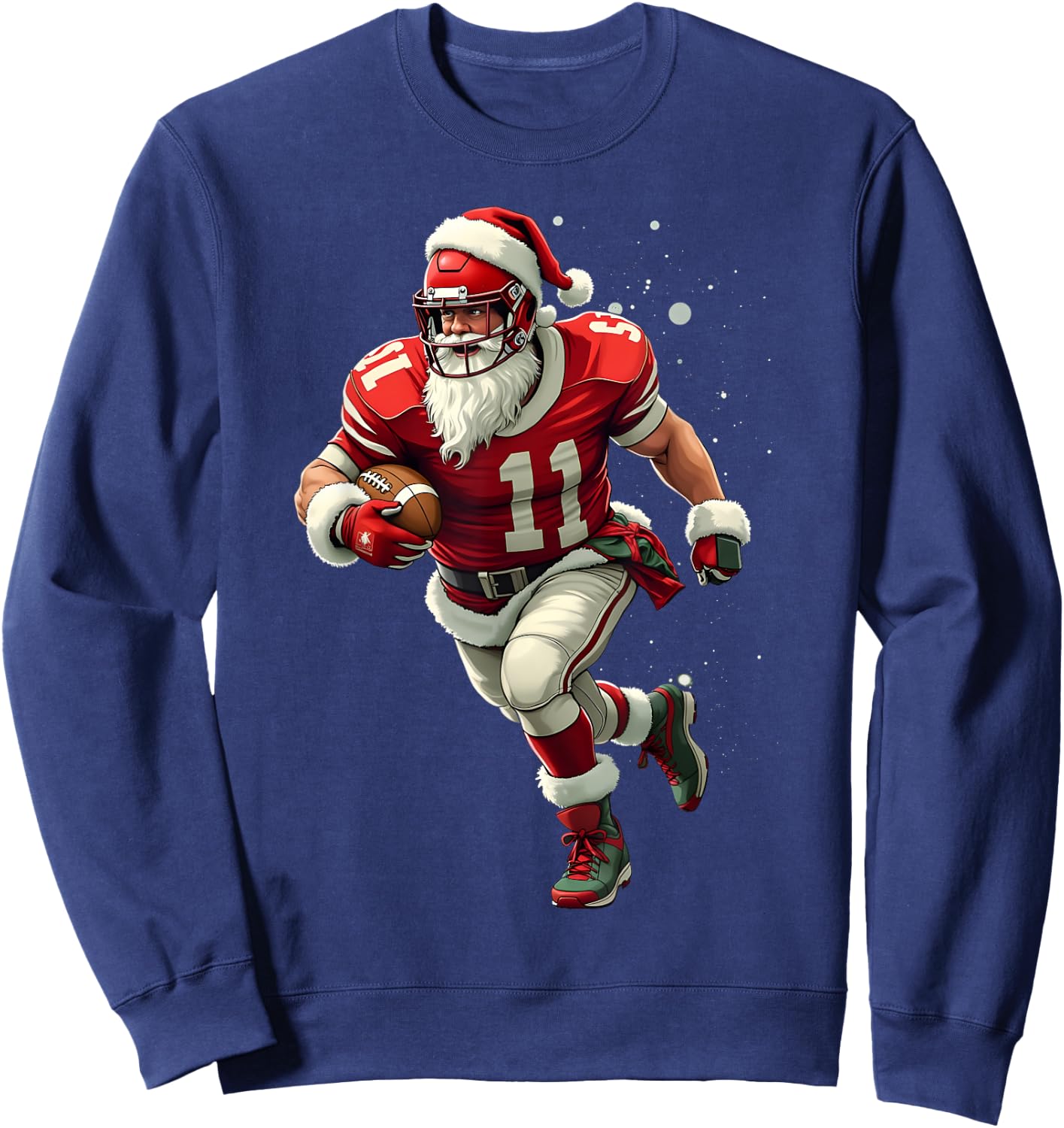 Santa Sports Christmas Football Player Boys Sweatshirt - Sweatshirt | Navy