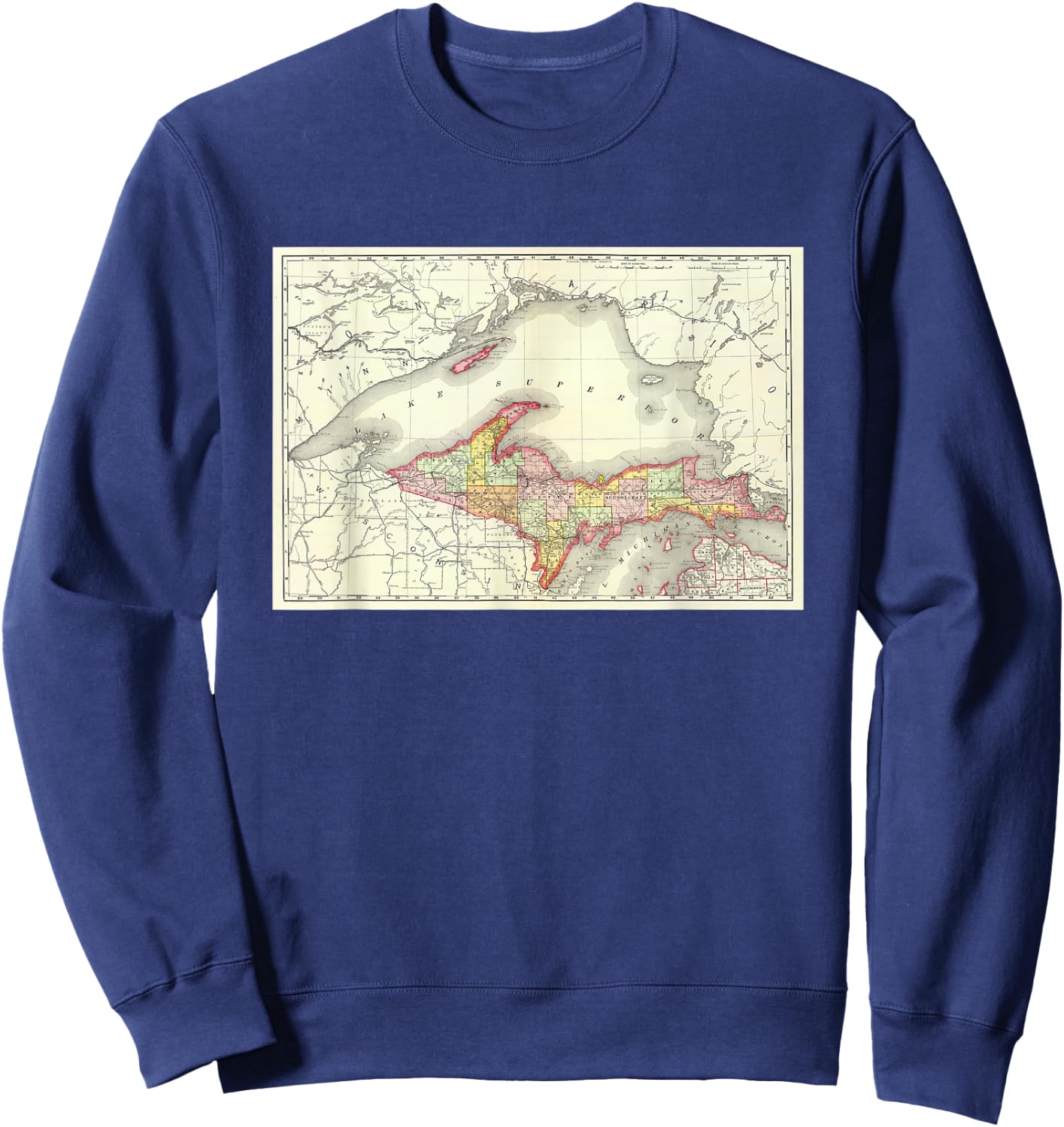 Michigan Upper Peninsula Map Sweatshirt - Sweatshirt | Navy