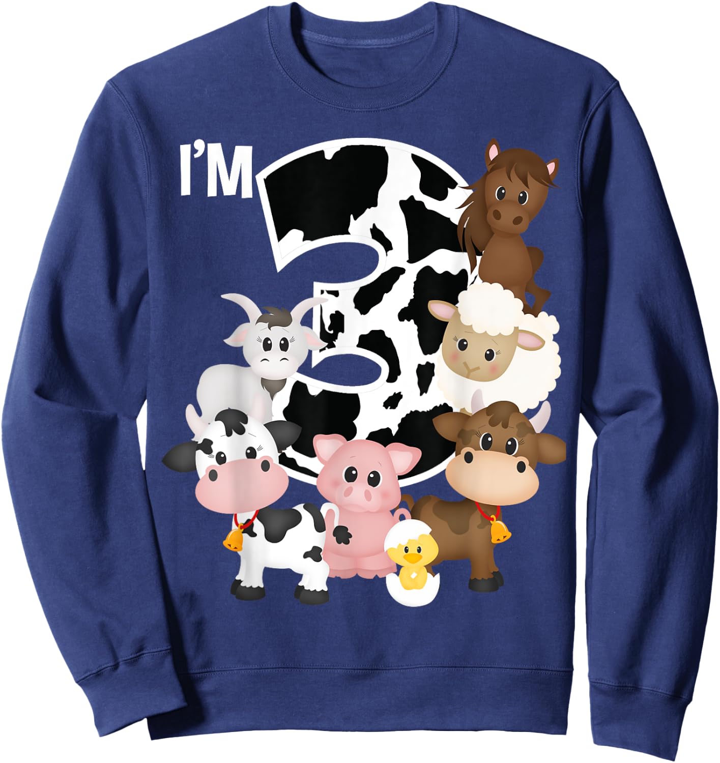 Farm Animals Barnyard Farm House 3rd Birthday Party Supply Sweatshirt - Sweatshirt | Navy
