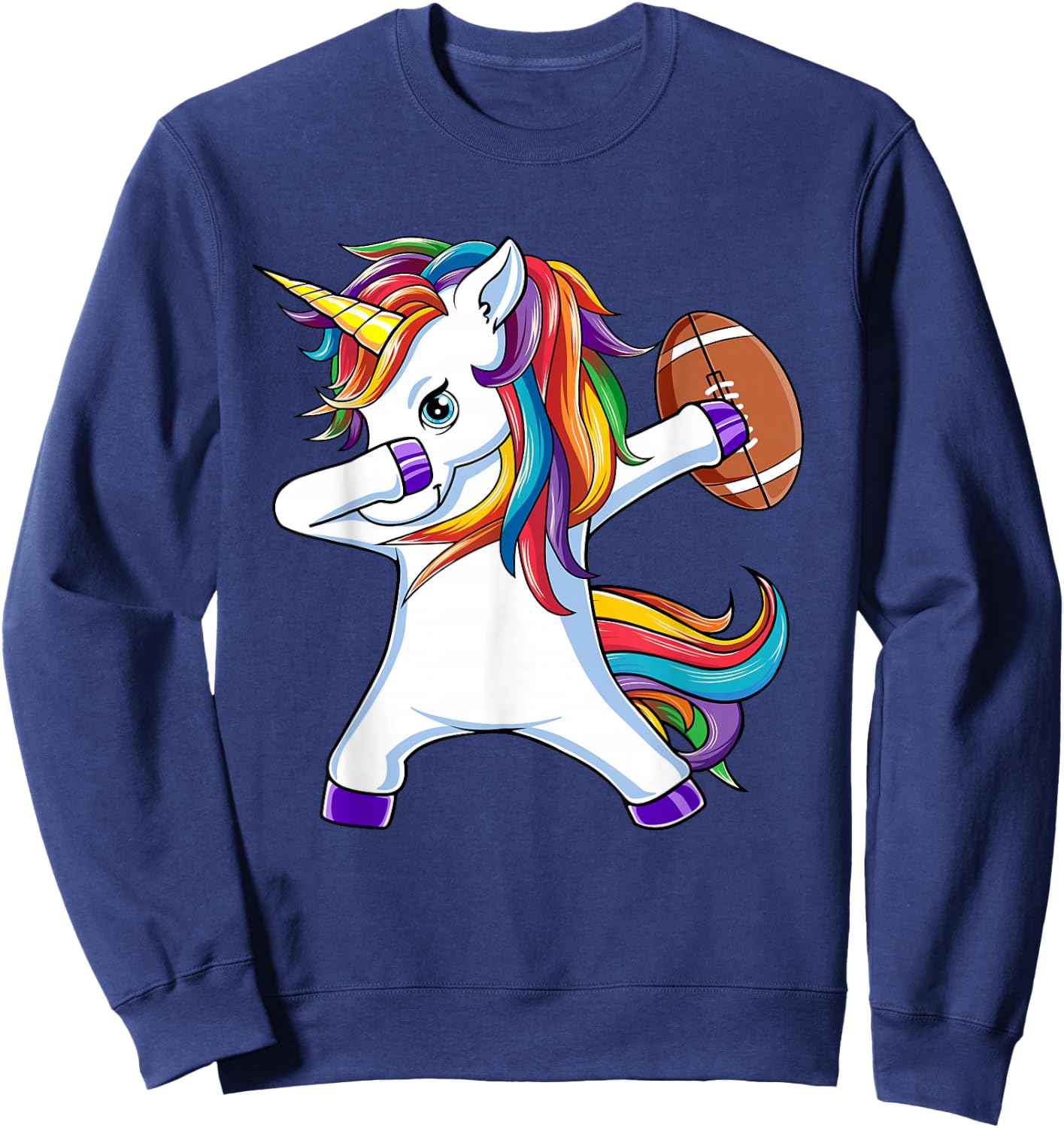 Funny Dabbing Unicorn American Football Gift Girls Women Sweatshirt - Sweatshirt | Navy