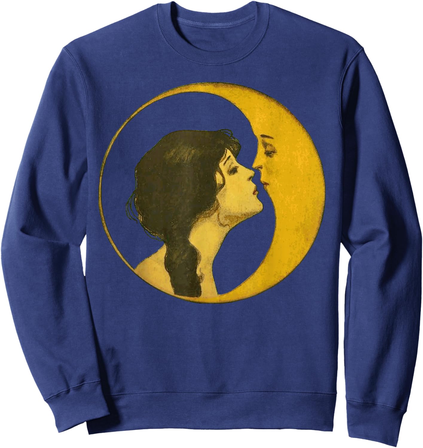 Kiss the Man On The Moon Vintage Art Celestial Gift Sweatshirt - Sweatshirt | Navy