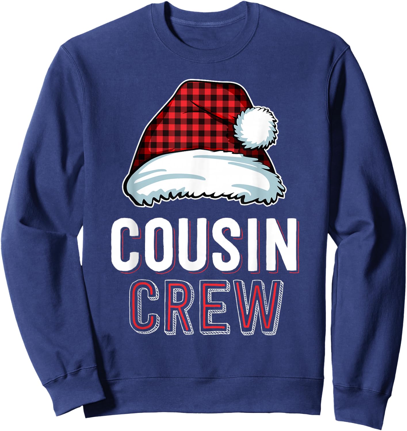 Cousin Crew Red Buffalo Plaid Family Matching Christmas Sweatshirt - Sweatshirt | Navy