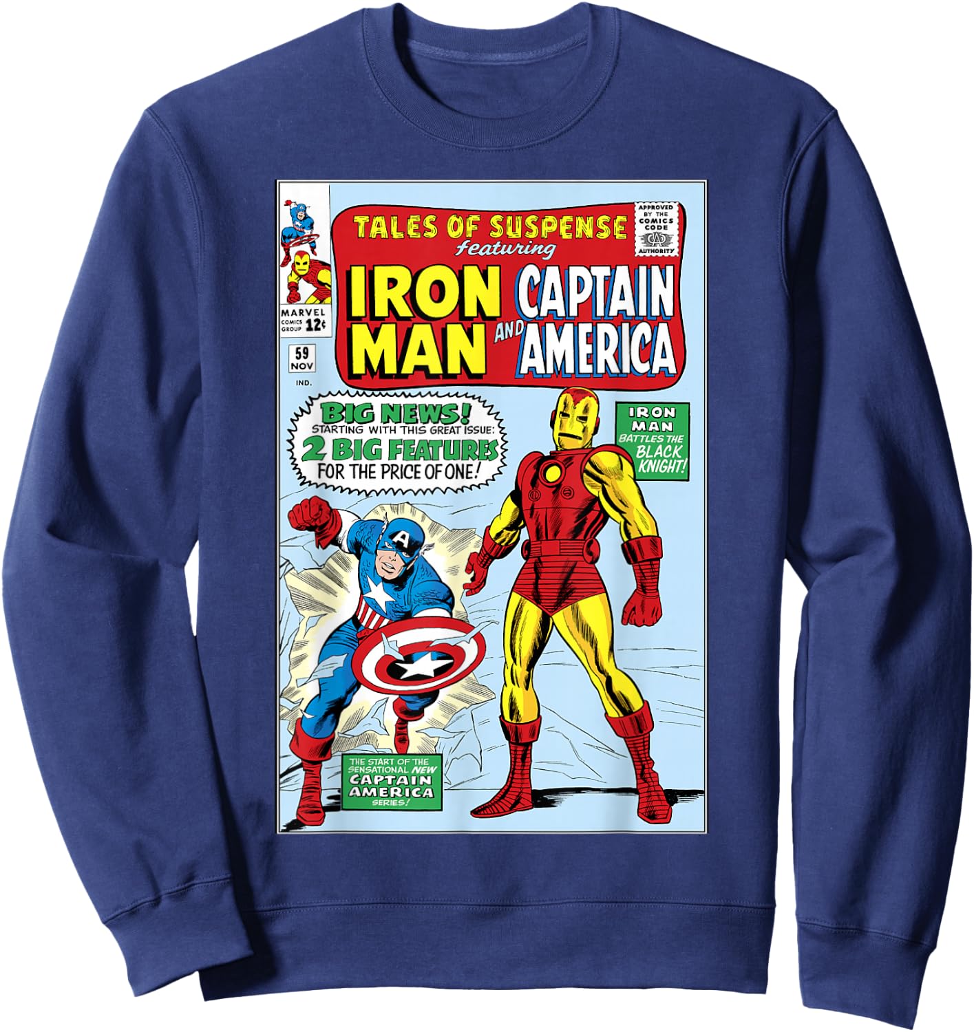 Marvel Iron Man And Captain America Comic Cover Sweatshirt - Sweatshirt | Navy