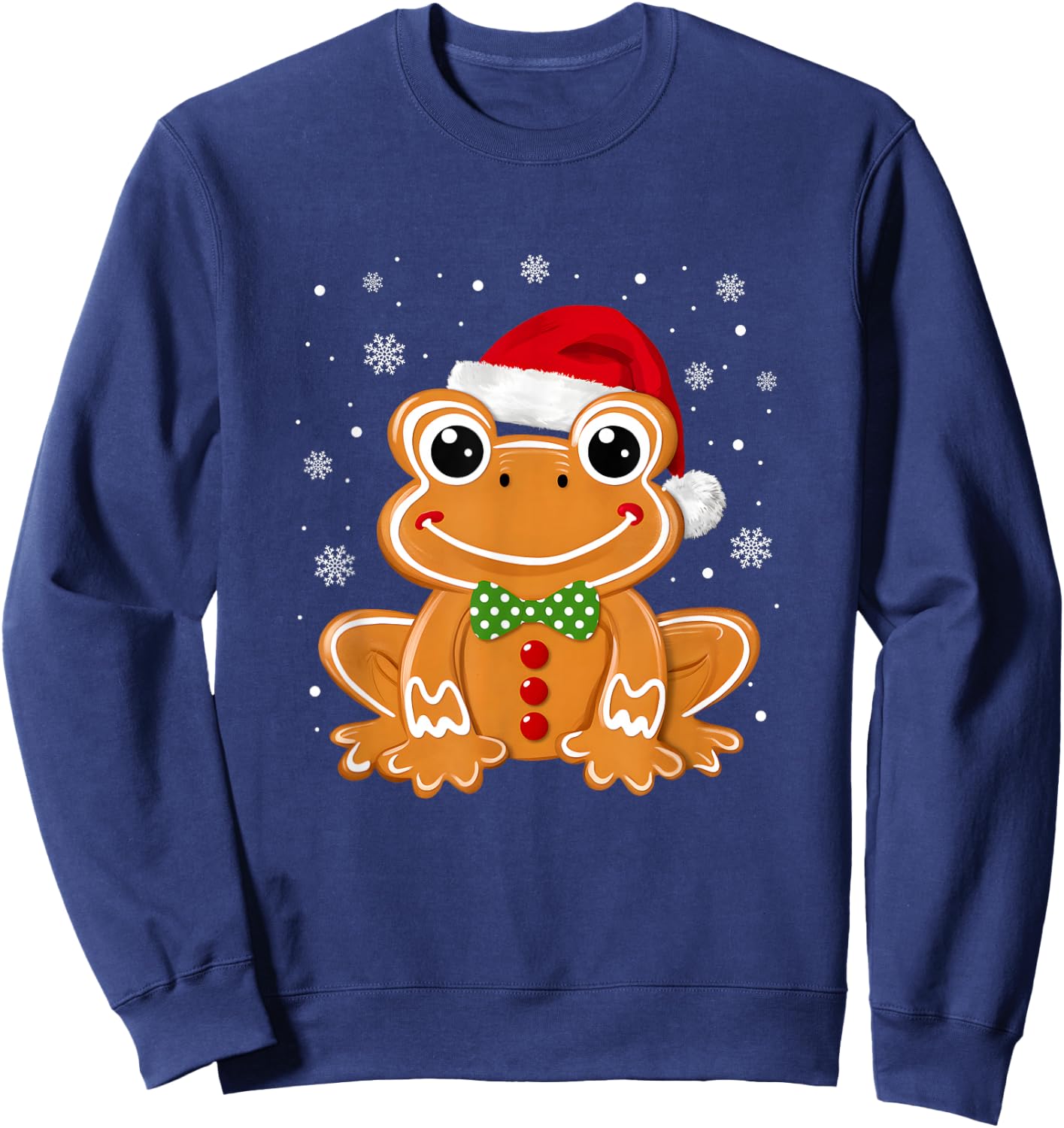 Funny Gingerbread Man Frog Christmas Kids Sweatshirt - Sweatshirt | Navy