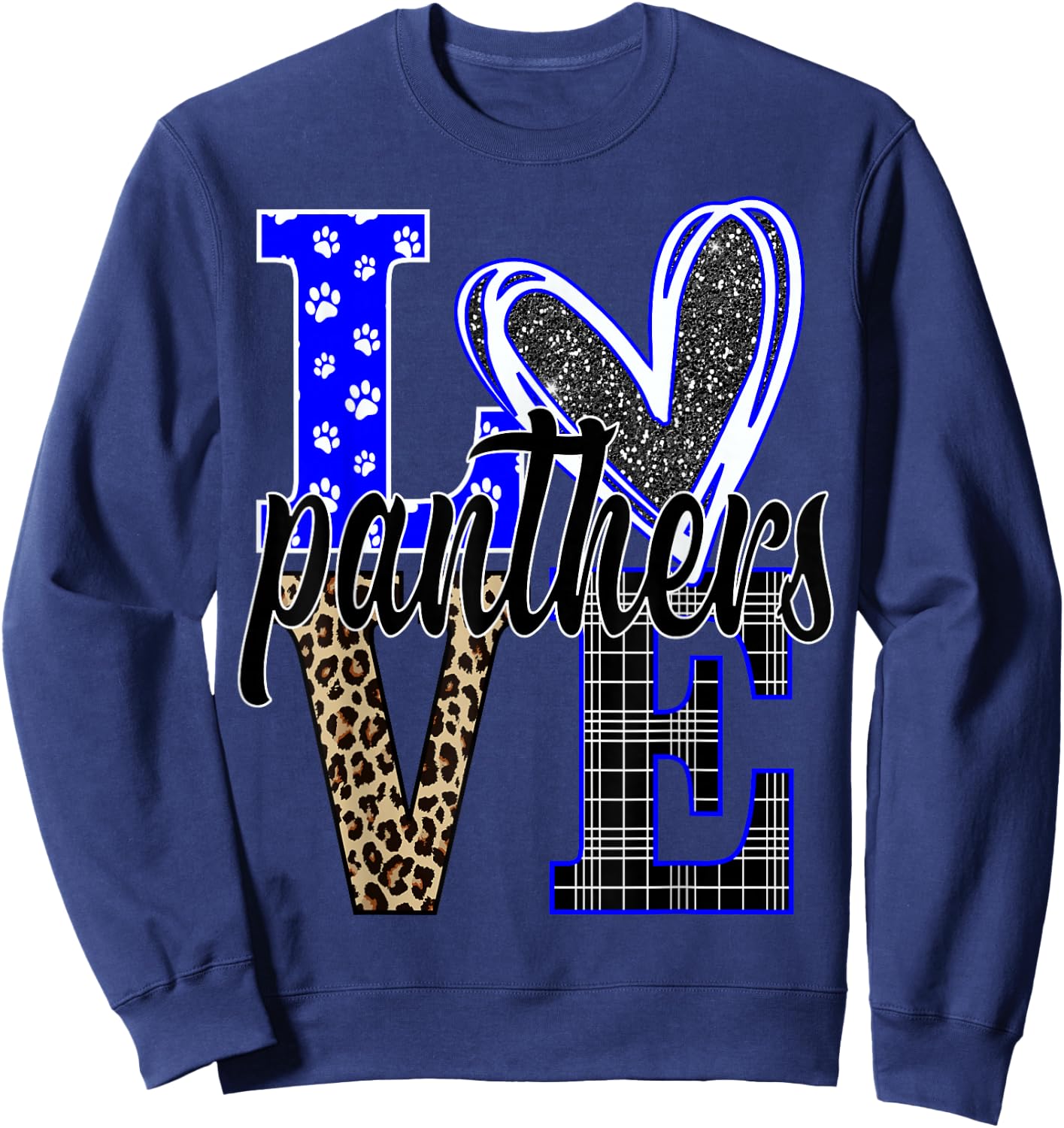 School Spirit Panthers Panther Pride Baseball Mom Sweatshirt - Sweatshirt | Navy