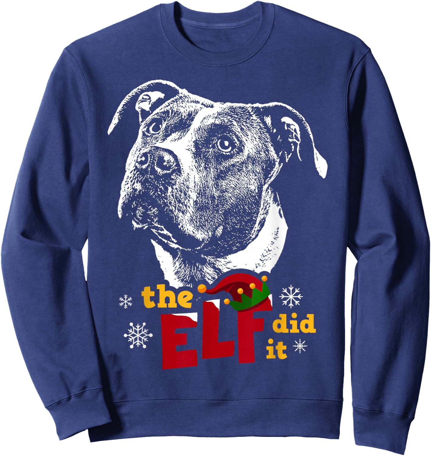 Elf did it Pitbull Christmas Sweatshirt - Sweatshirt | Navy