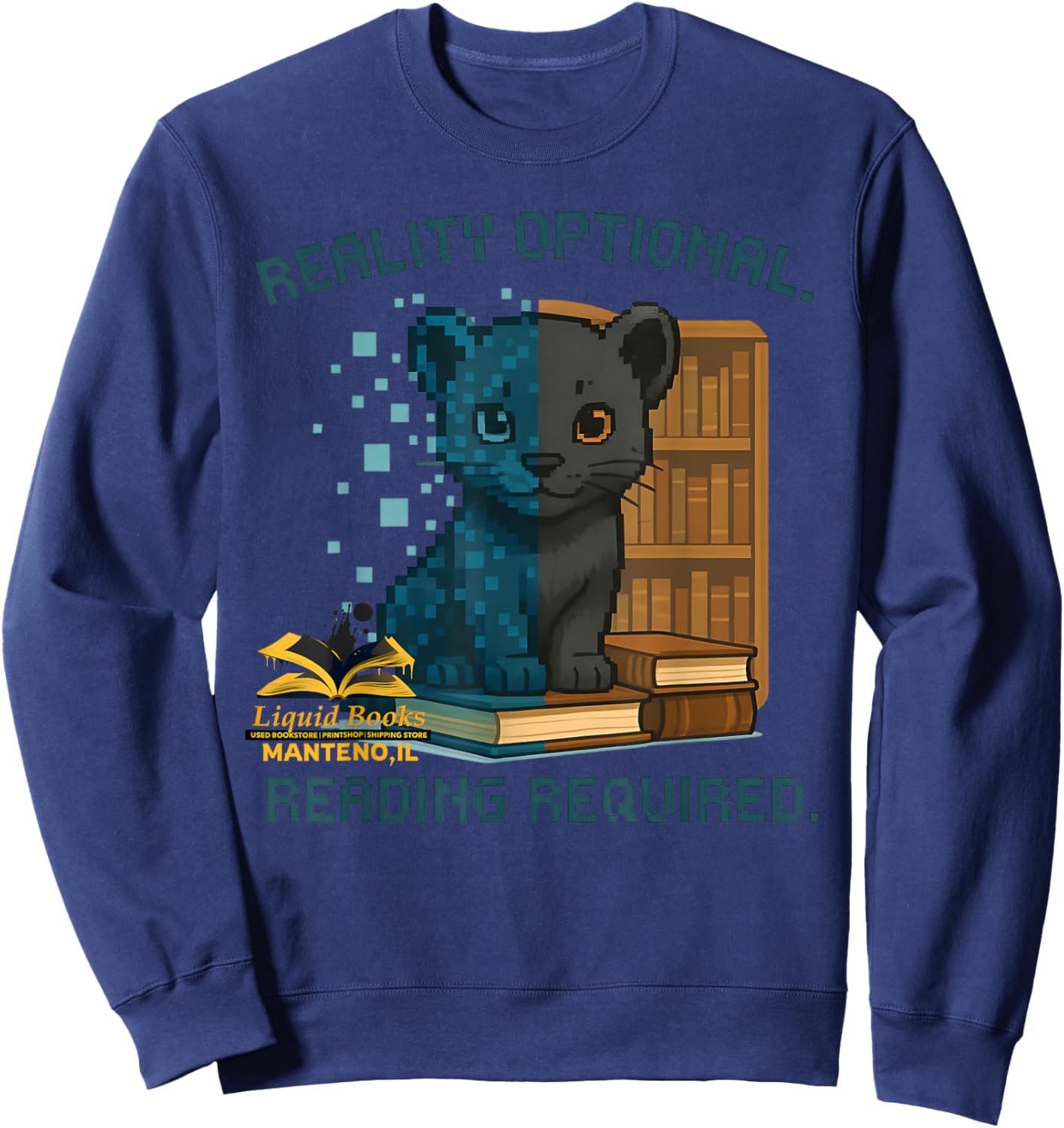 Reality Optional Reading Required Gamer Black Panther Book Sweatshirt - Sweatshirt | Navy
