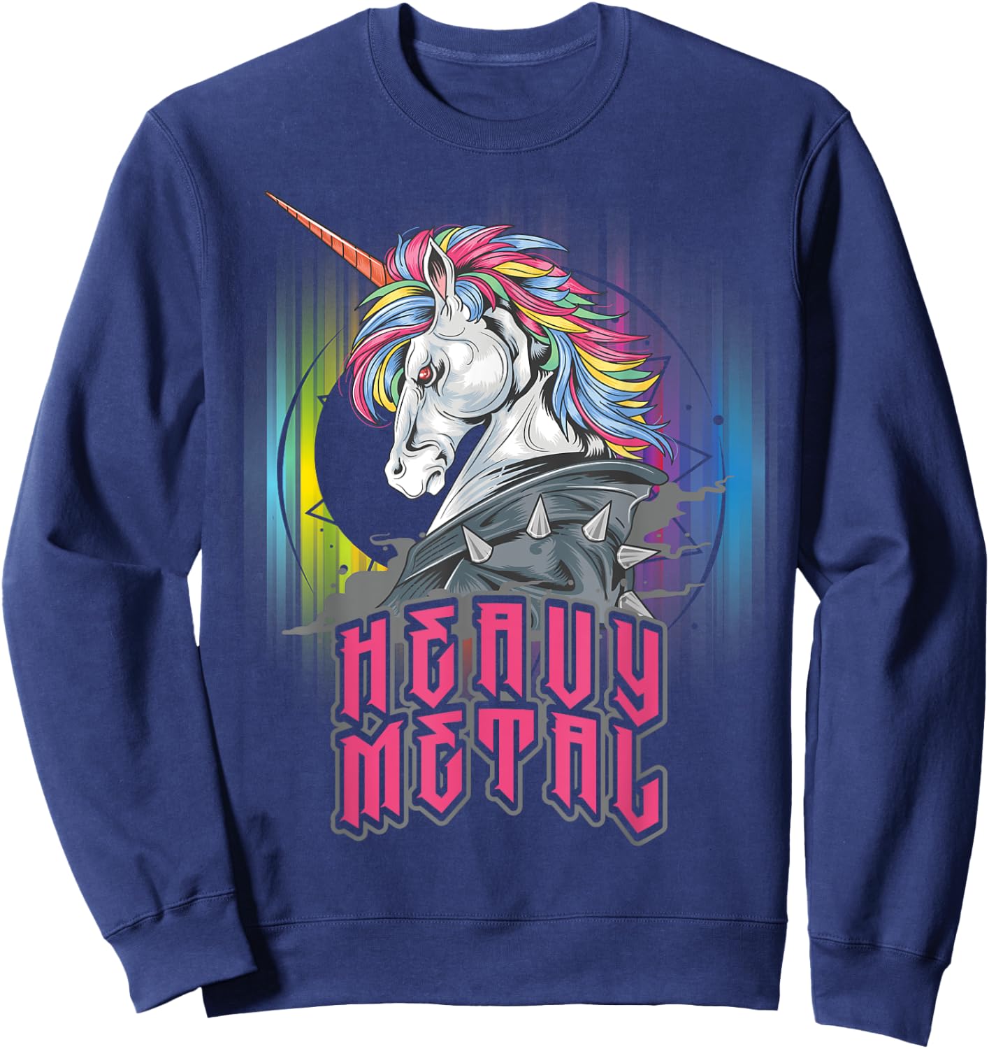 Funny Heavy Metal Unicorn Design Woman Kids Sweatshirt - Sweatshirt | Navy