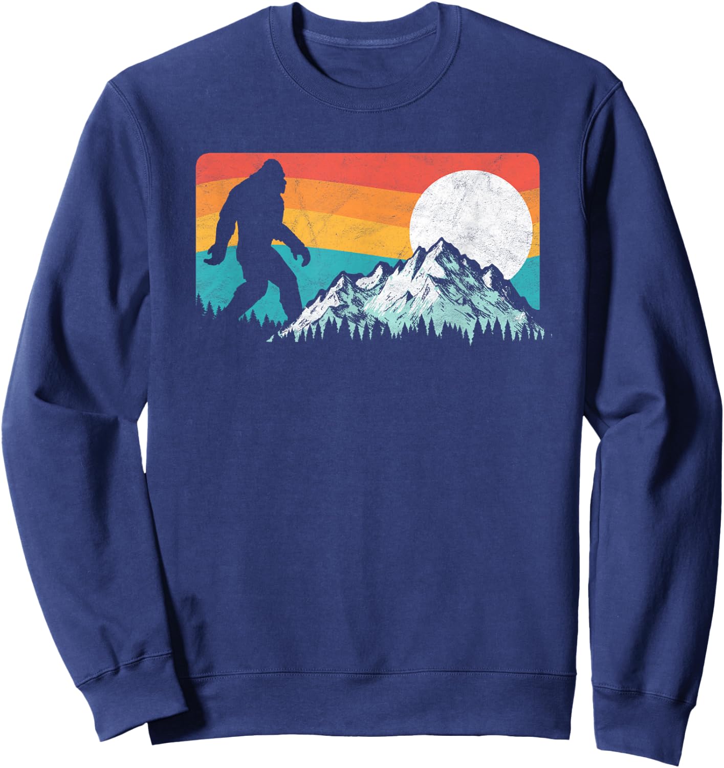 Retro Bigfoot Silhouette Rocky Mountains Eighties Outdoor Sweatshirt - Sweatshirt | Navy