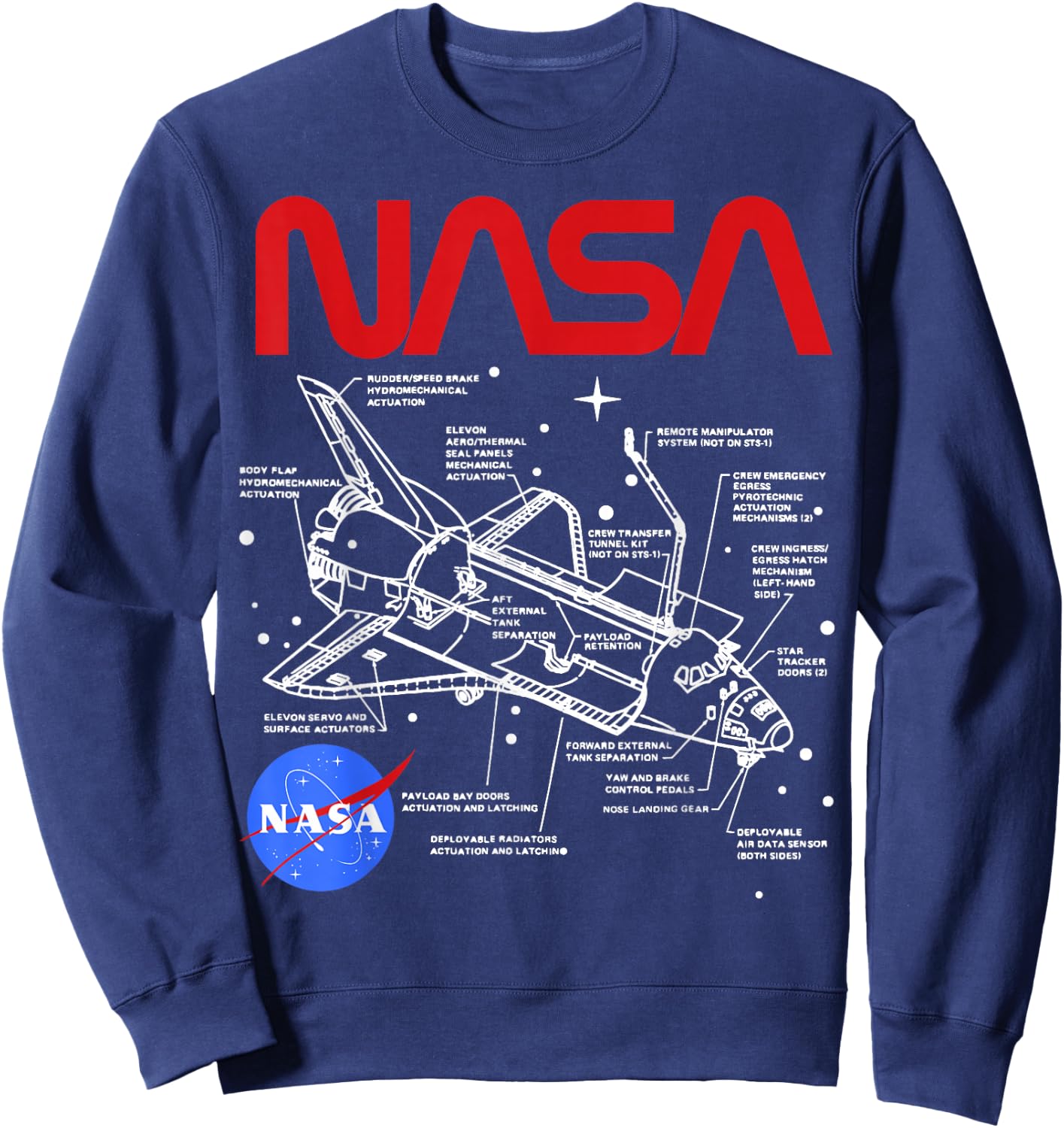 NASA Space Shuttle Schematic Layout Sweatshirt - Sweatshirt | Navy