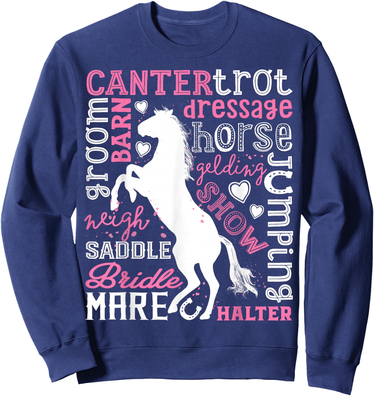 Horse Typography Word Art Girls Horseback Riding Equestrian Sweatshirt - Sweatshirt | Navy