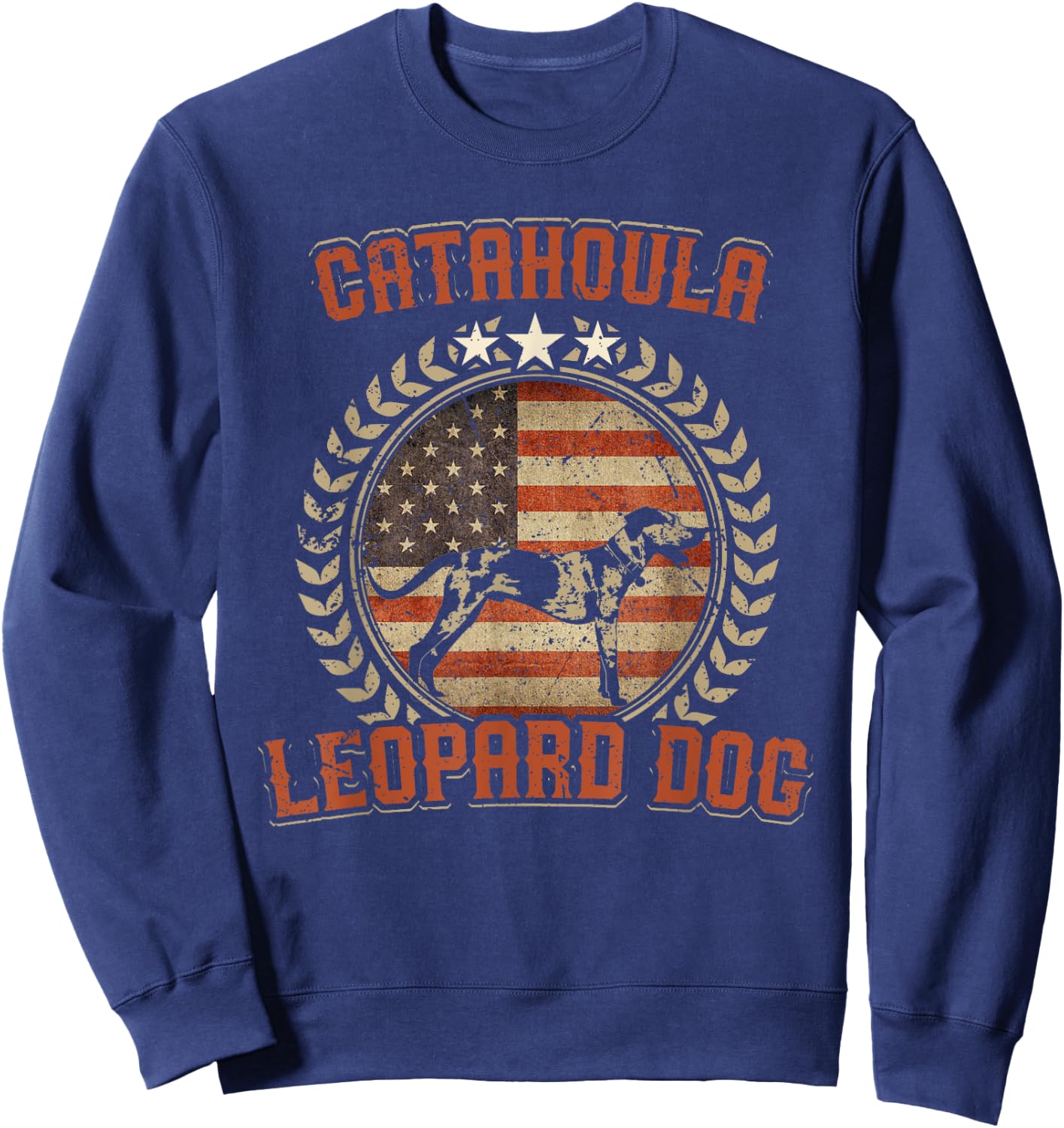 Catahoula Leopard Dog American Flag Shirt USA Dog Lover Gift Sweatshirt - Sweatshirt | Navy