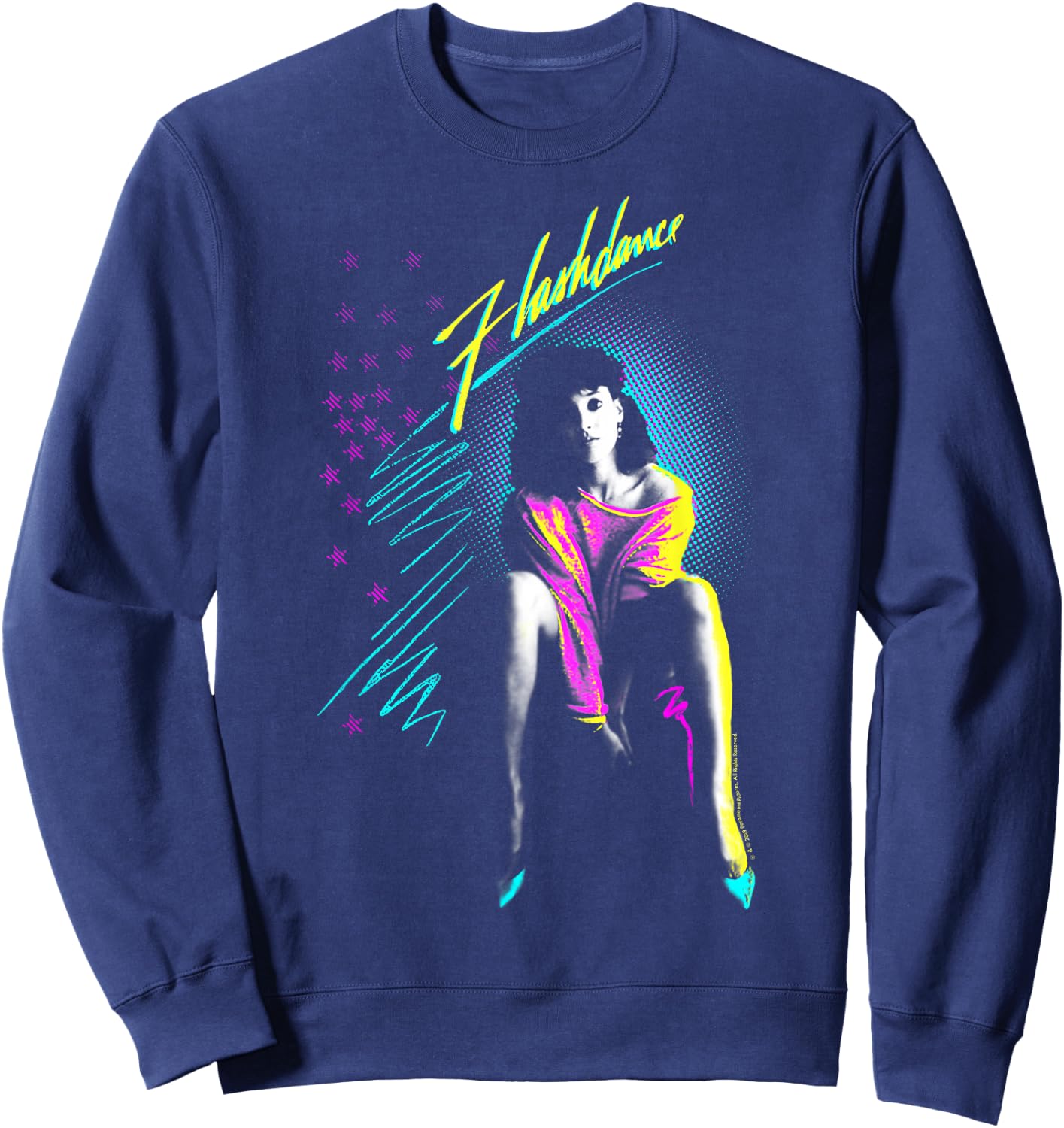 Flashdance Alex Owens Neon Title Logo Sweatshirt - Sweatshirt | Navy