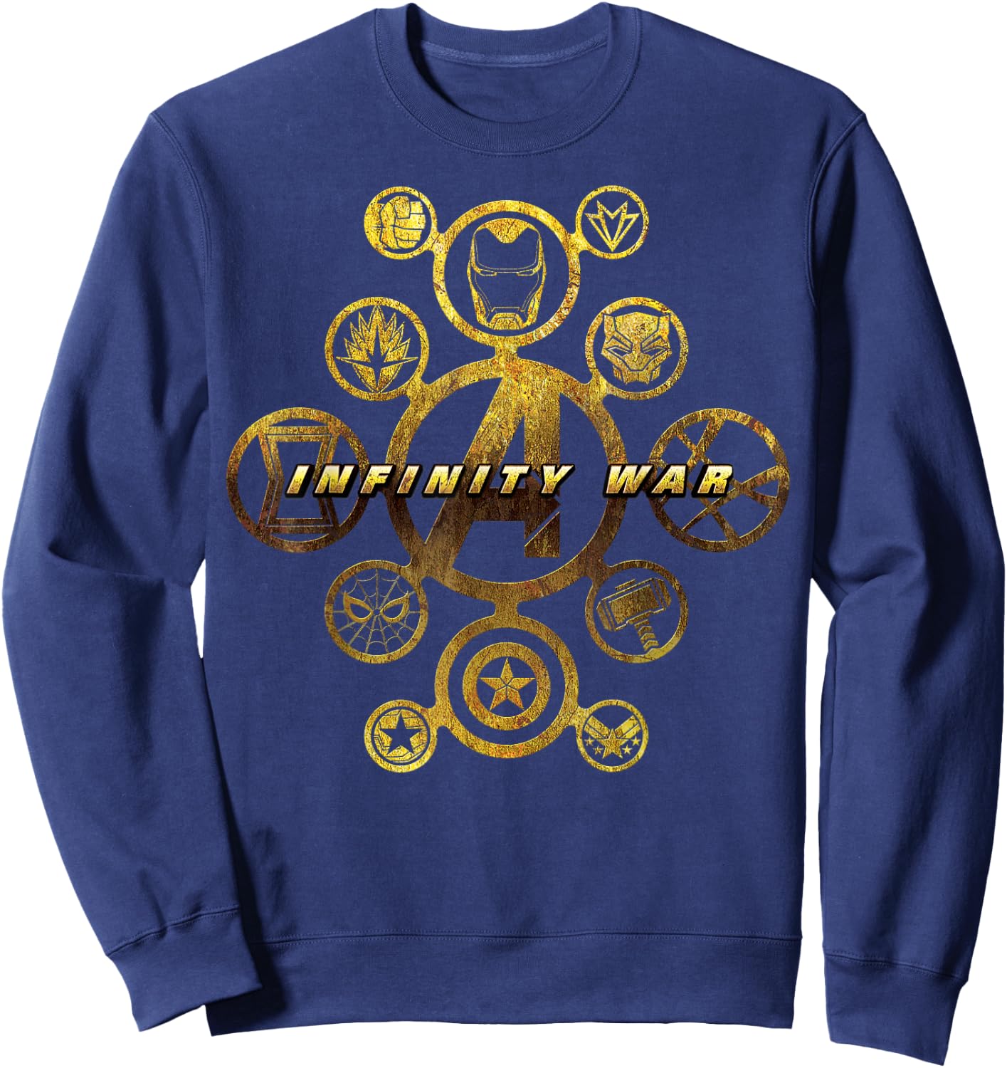 Marvel Avengers Infinity War Gold Hero Icons Graphic Sweatshirt - Sweatshirt | Navy