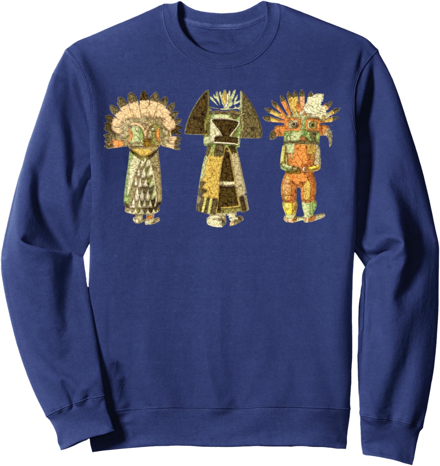 Native American KACHINA DOLLS abstract grunge 2 Sweatshirt - Sweatshirt | Navy