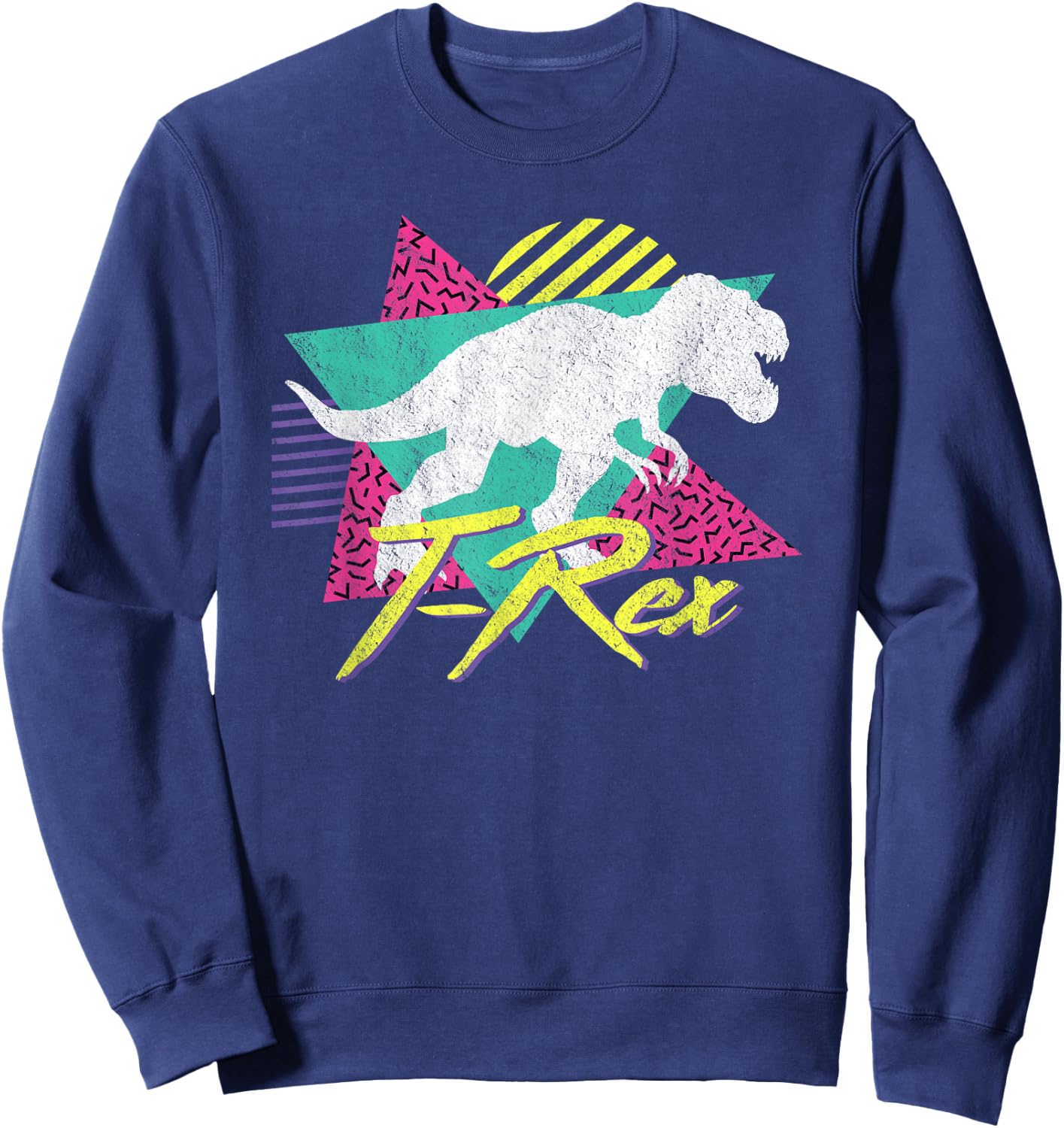 Vintage Retro 80s Or 90s T-Rex Dinosaur Sweatshirt - Sweatshirt | Navy