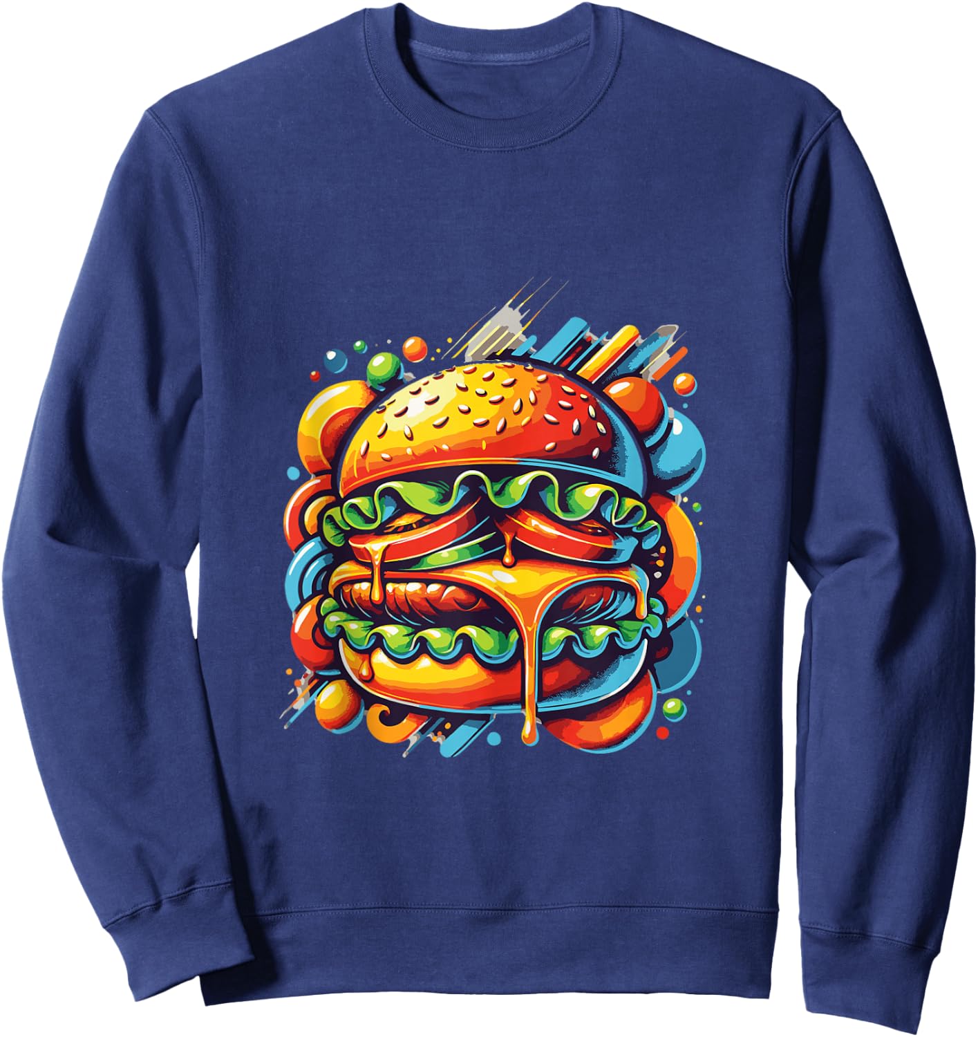 Cheeseburger Hamburger Burger Funny Food Graphic sarcastic Sweatshirt - Sweatshirt | Navy