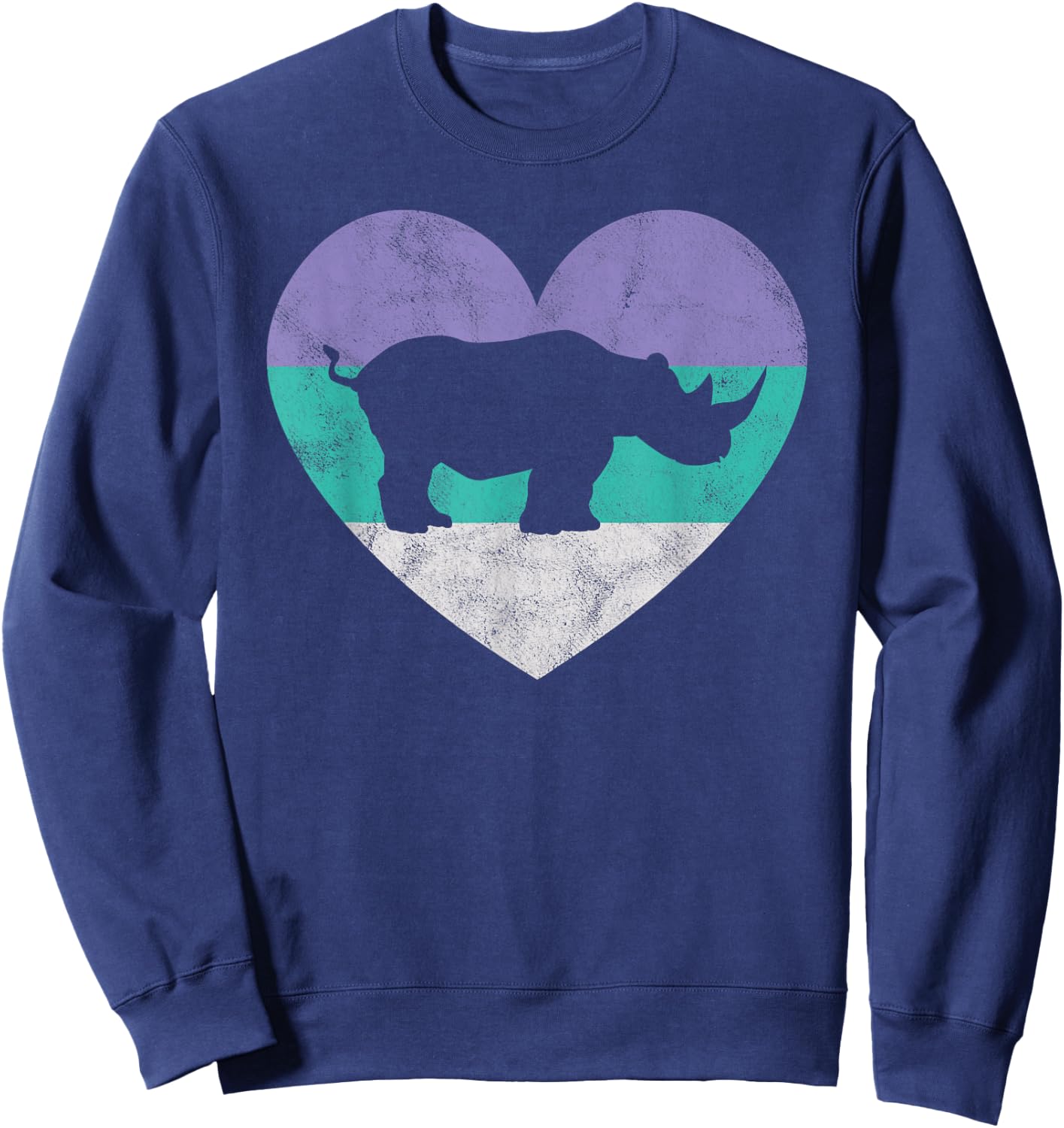Rhino Shirt & Girls | Cute Retro Rhinoceros Gift Sweatshirt - Sweatshirt | Navy