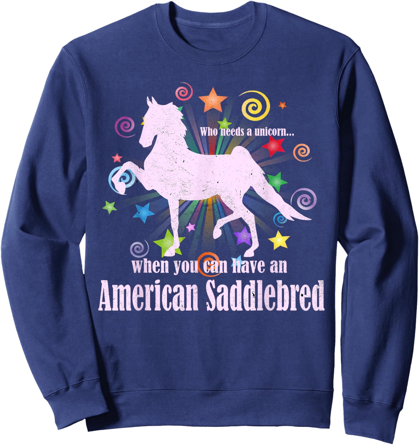 Unicorn Myths And Legends American Saddlebred Horse Sweatshirt - Sweatshirt | Navy
