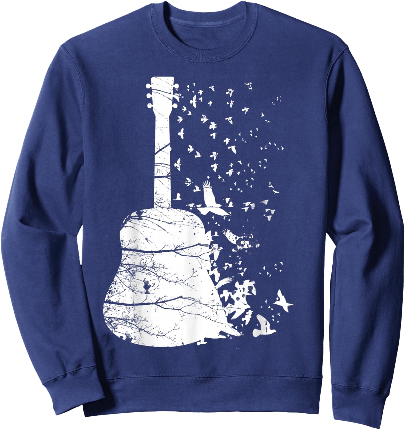 Fantastic Nature Guitar with Flying Birds Sweatshirt - Sweatshirt | Navy