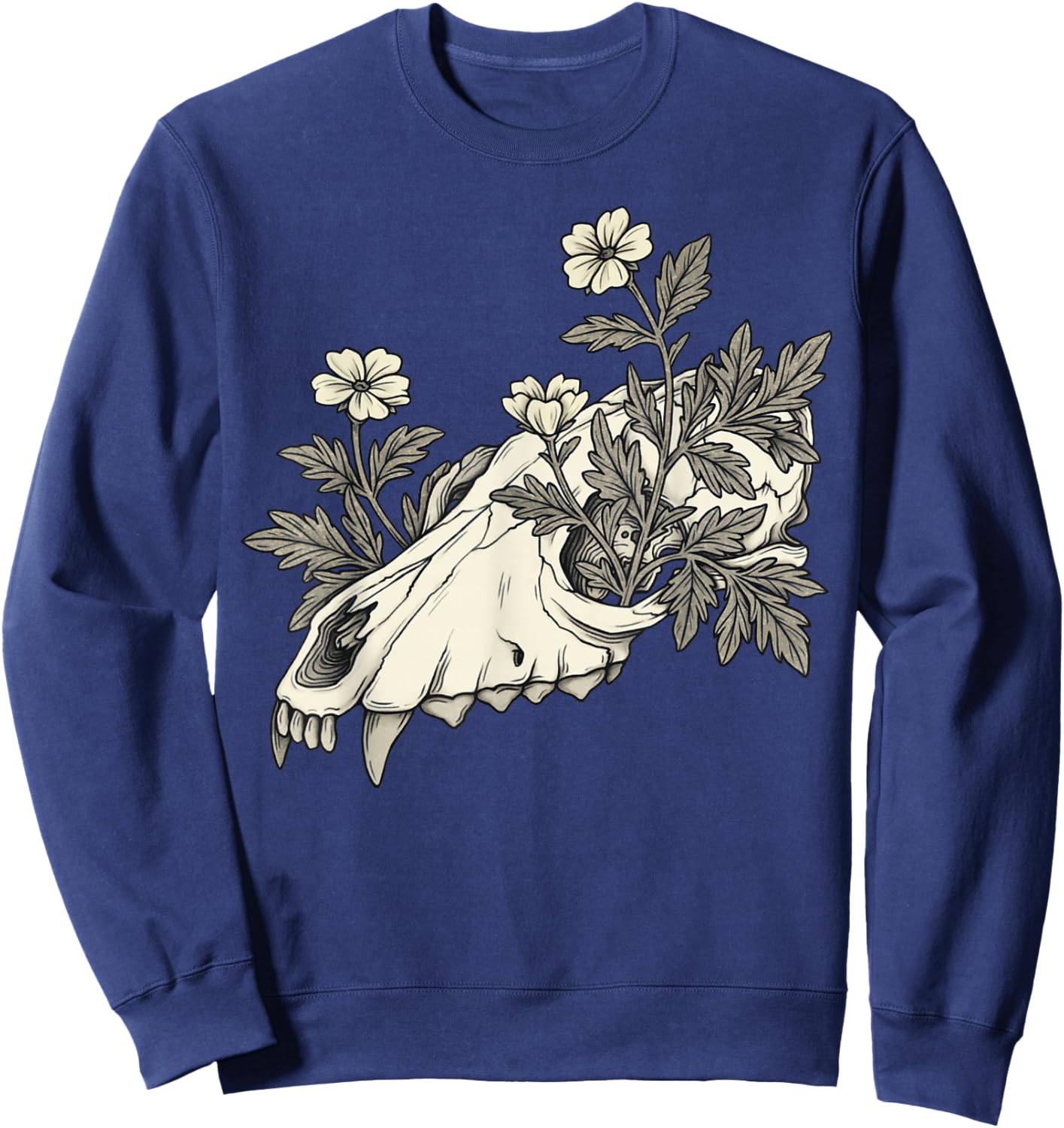 Vulture Culture Wolf Skull Goblincore Therian Dark Academia Sweatshirt - Sweatshirt | Navy