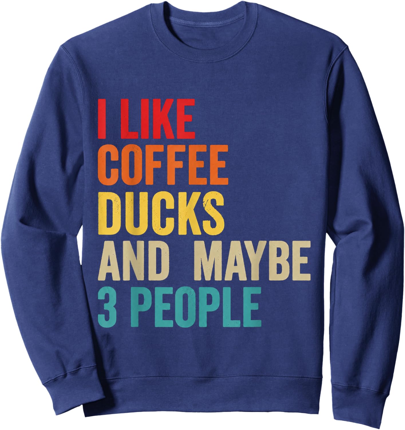 I Like Coffee Ducks and Maybe 3 People Funny Introvert Sweatshirt - Sweatshirt | Navy