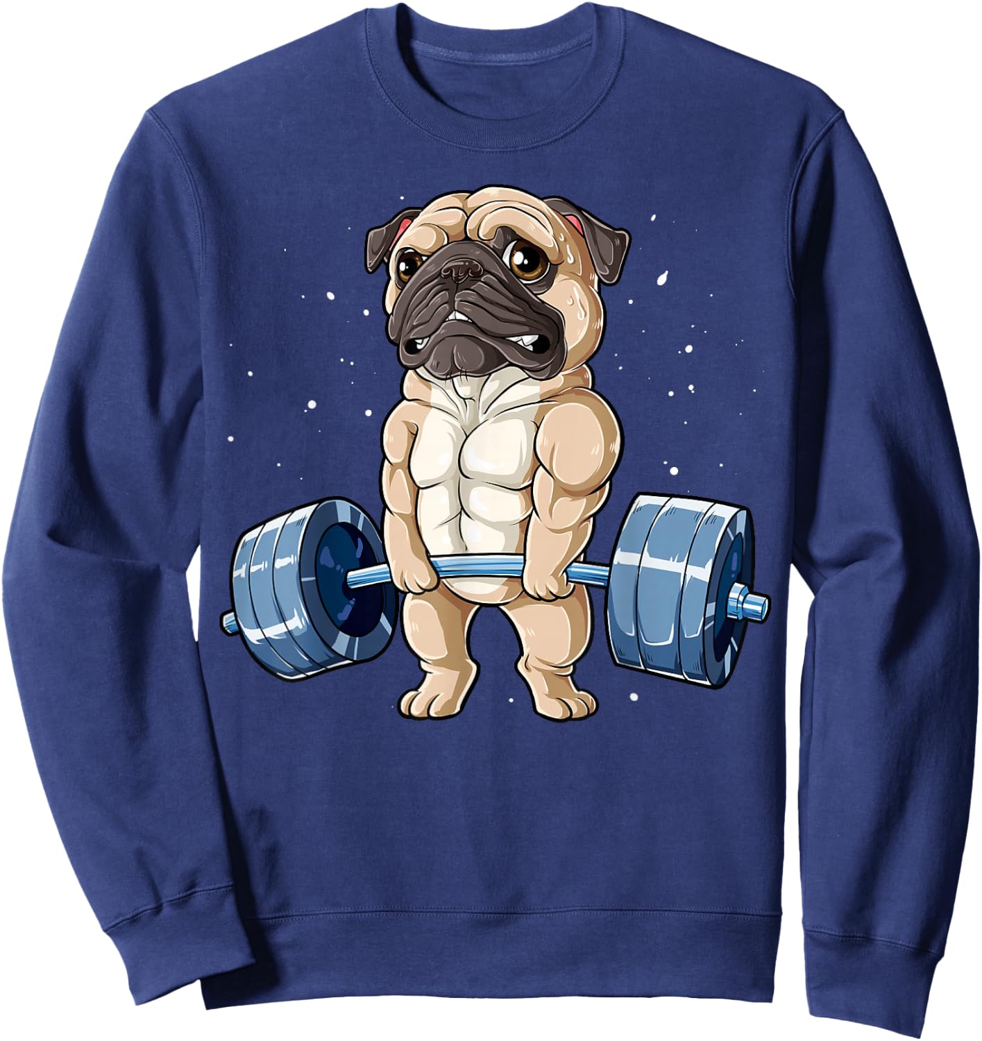 Pug Weightlifting Funny Deadlift Men Fitness Gym Workout Sweatshirt - Sweatshirt | Navy