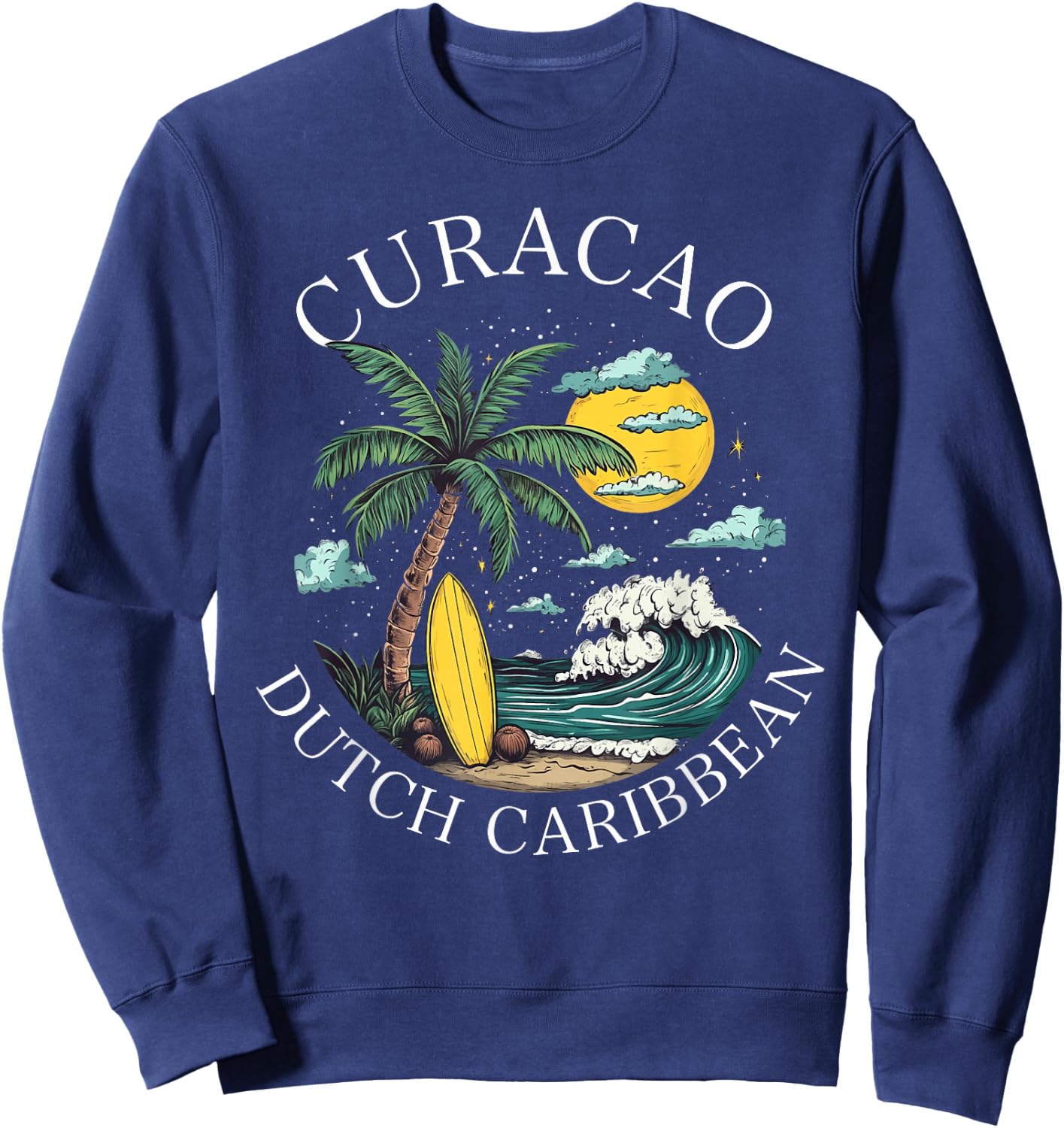 Curacao Caribbean Dutch Souvenir Vacation Reminder Men Women Sweatshirt - Sweatshirt | Navy