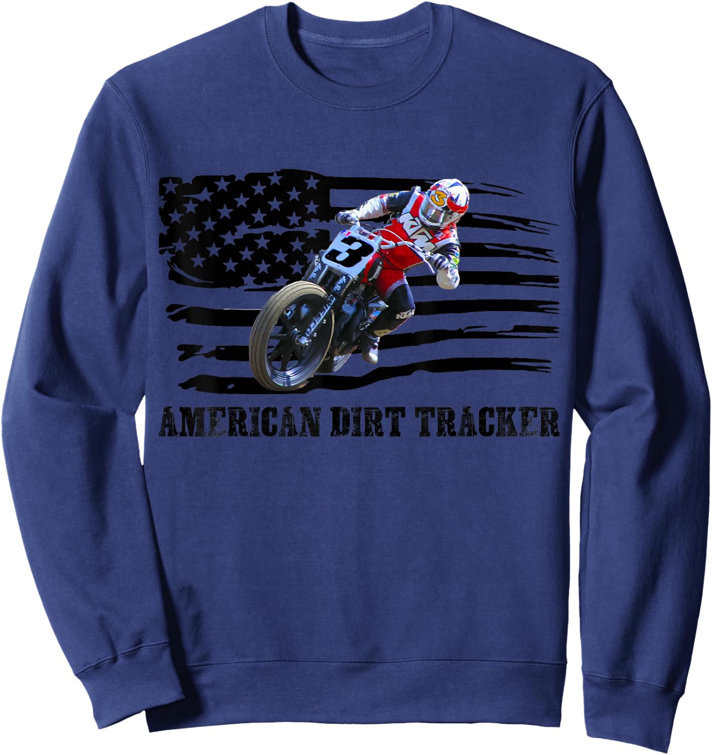 American Dirt Tracker Flat Track Racer Dirt Track Men Boys Sweatshirt - Sweatshirt | Navy