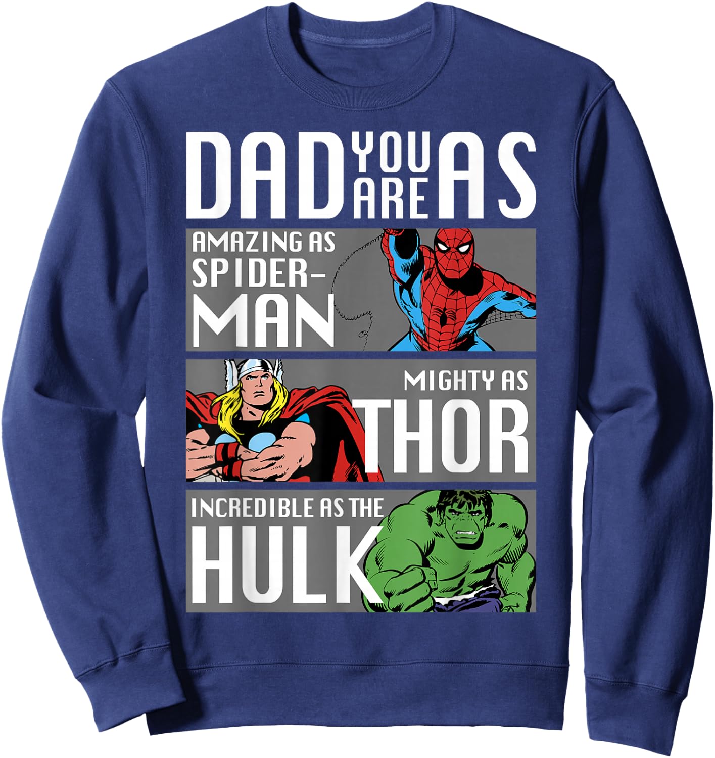 Marvel Father's Day Spider-Man Thor Hulk Dad Attributes Sweatshirt - Sweatshirt | Navy