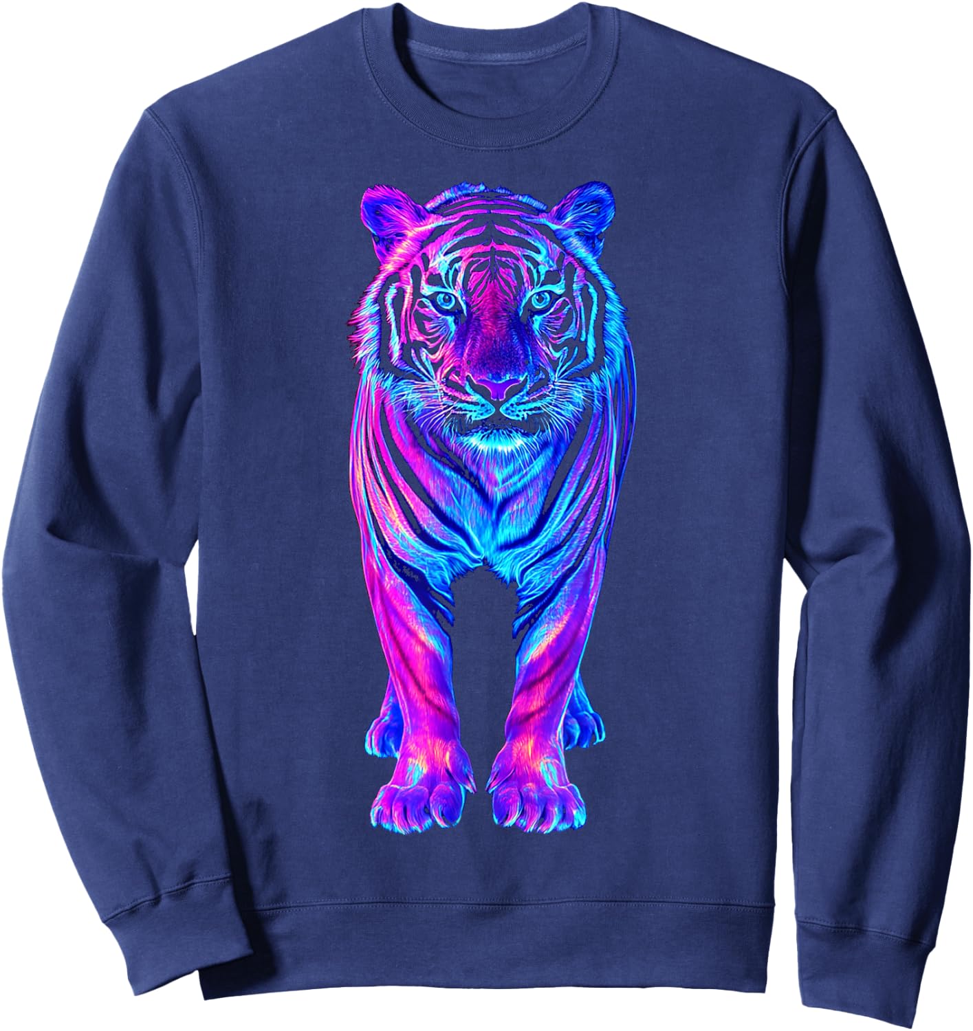 Tiger Animal Motif Blue Eyes Art Tiger Sweatshirt - Sweatshirt | Navy