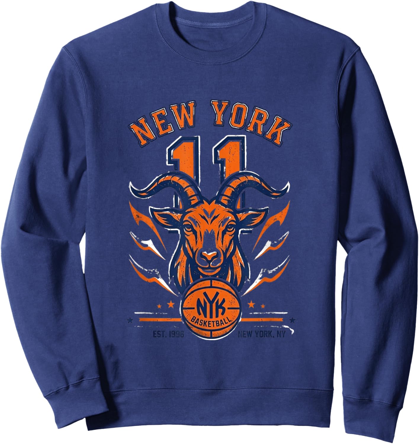 NY Number 11 Basketball Goat Greatest of All Time Sweatshirt - Sweatshirt | Navy