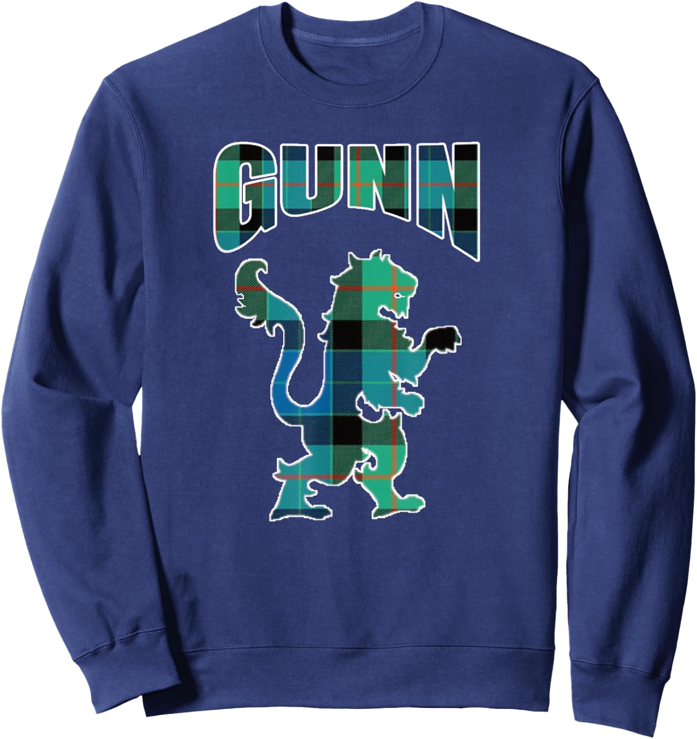 Gunn Clan Kilt Tartan Lion Namesake Scottish Sweatshirt - Sweatshirt | Navy