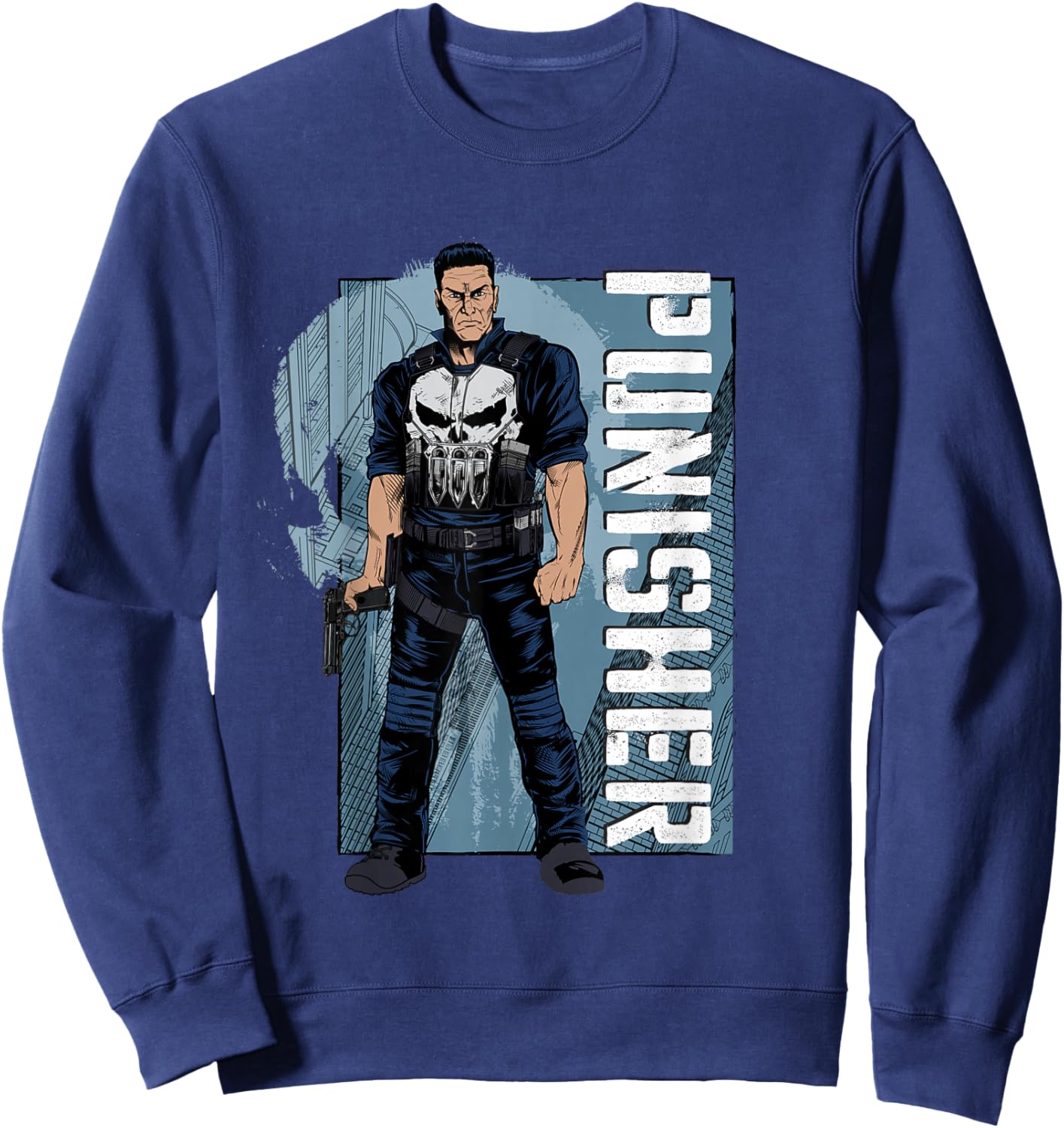 Marvel Spider-Man: New Day Punisher Vertical Text Sweatshirt - Sweatshirt | Navy