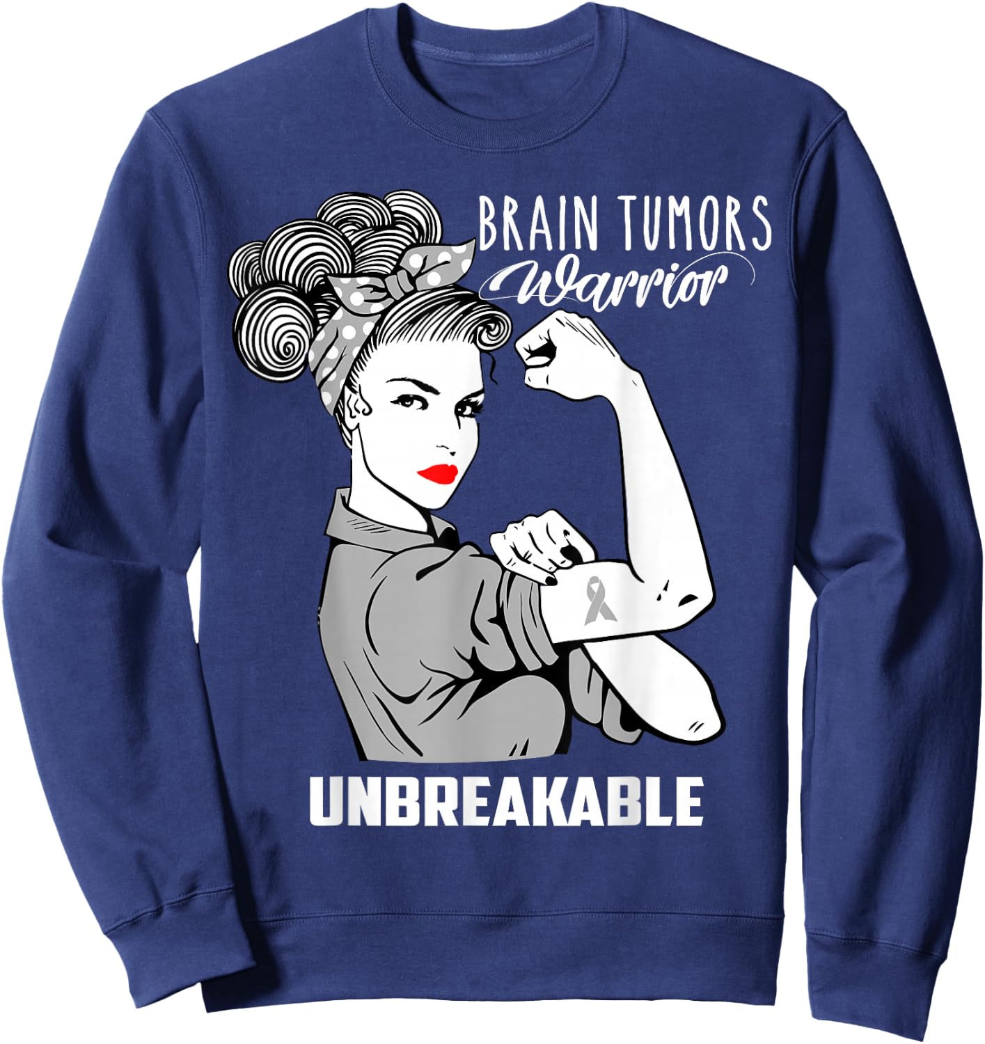 Brain Tumors Warrior Unbreakable Shirt Awareness Gift Sweatshirt - Sweatshirt | Navy