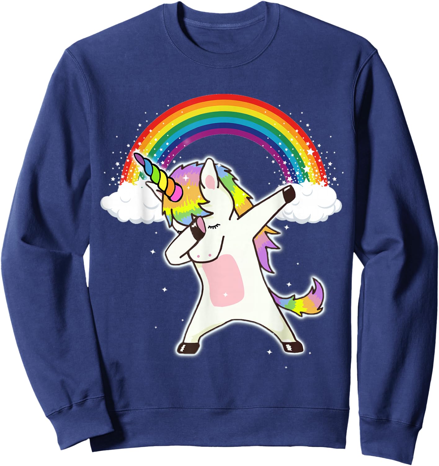 Dabbing Unicorn T Shirt - Funny Dab Dance Rainbow Squad Sweatshirt - Sweatshirt | Navy