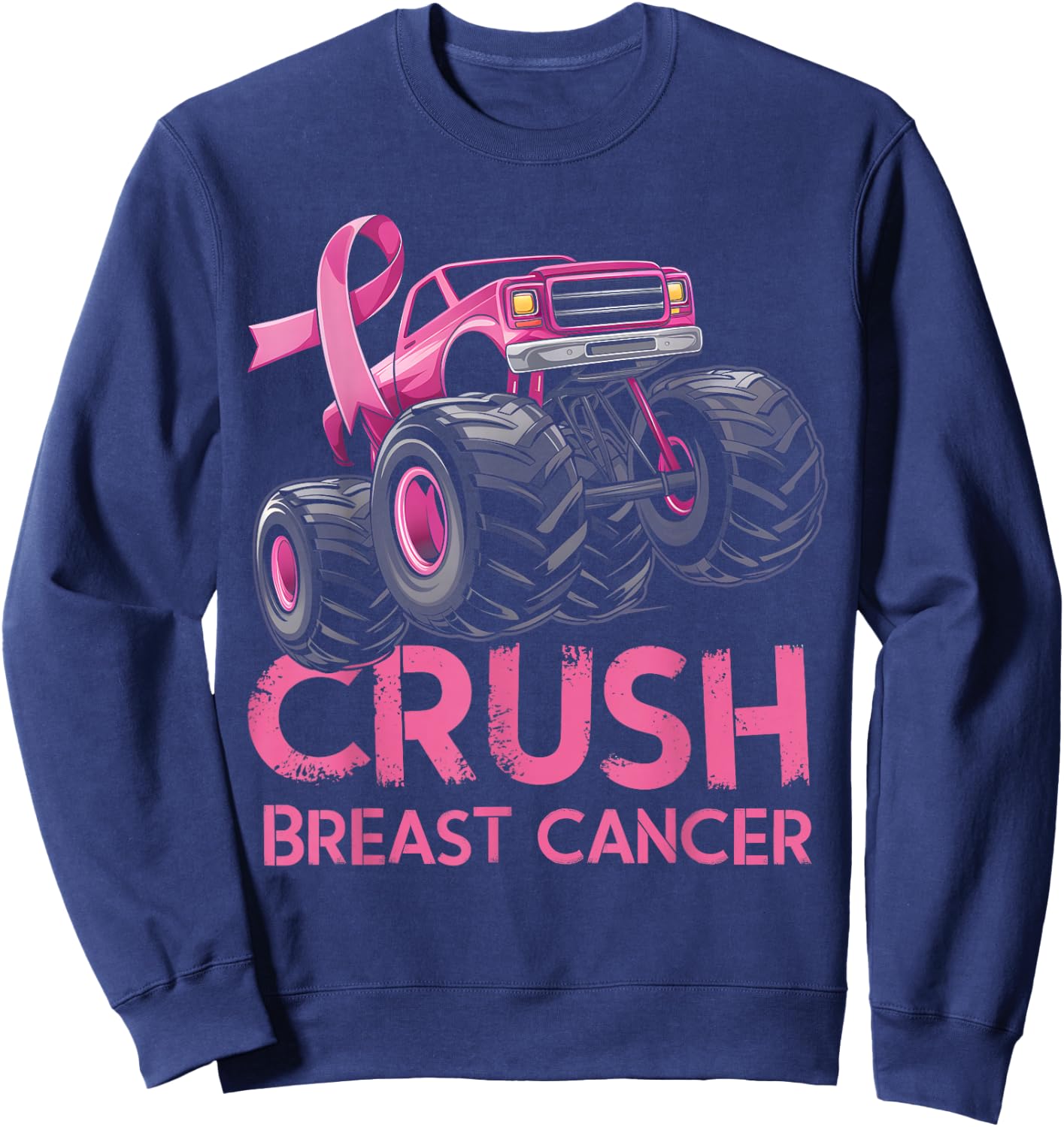 Crush Breast Cancer Awareness Truck pink for kids Sweatshirt - Sweatshirt | Navy