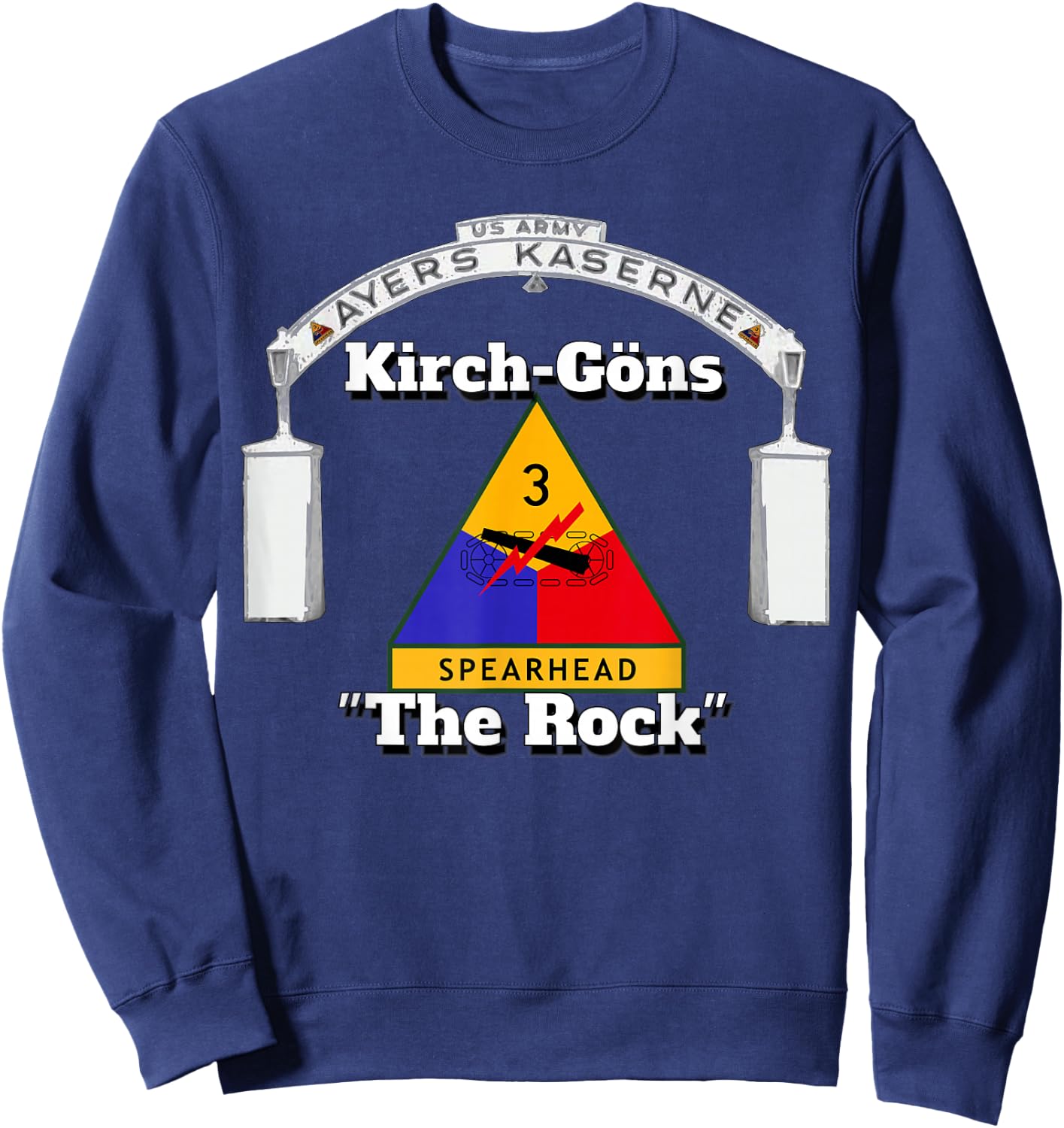 Ayers Kaserne - Kirch-Goens - 3rd Armored Division print Sweatshirt - Sweatshirt | Navy