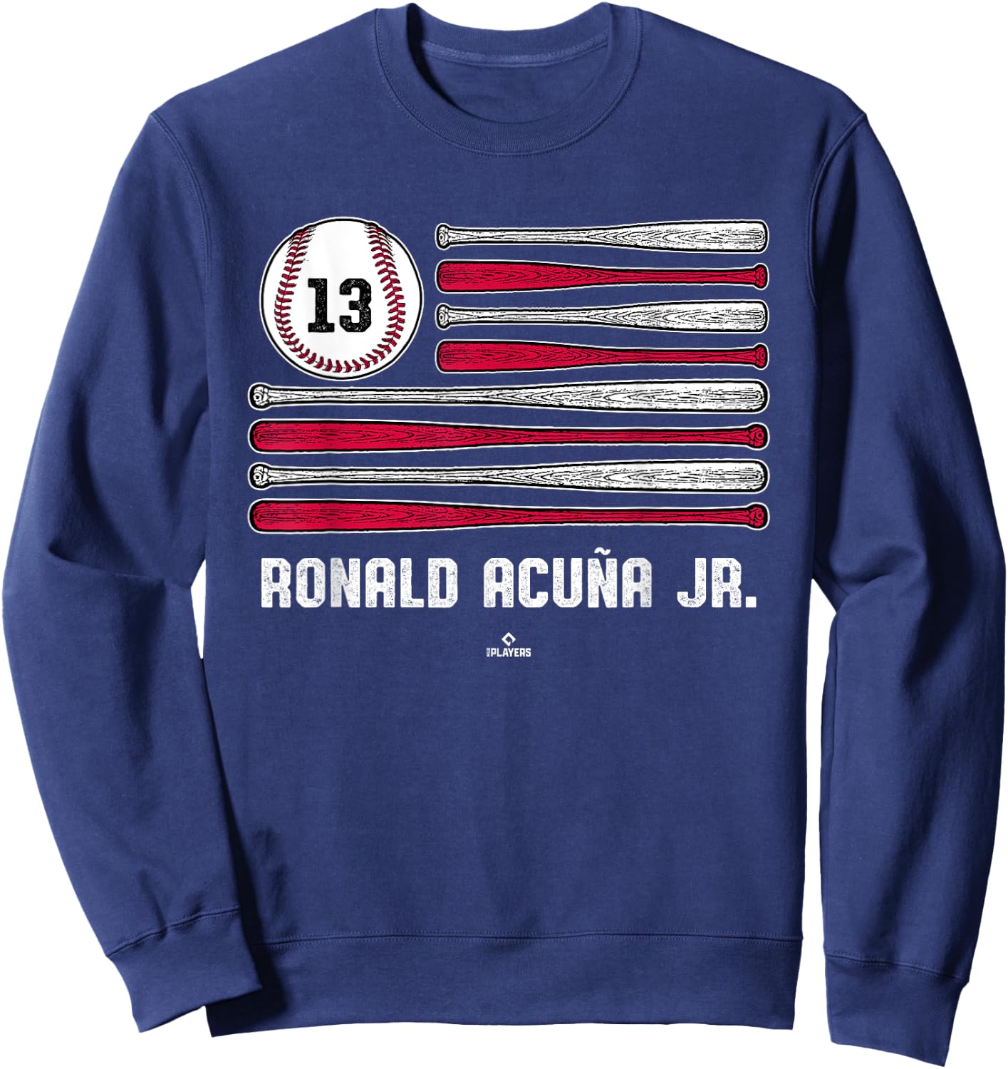 Baseball American Flag Ronald Acuña Jr. Atlanta Baseball Sweatshirt - Sweatshirt | Navy