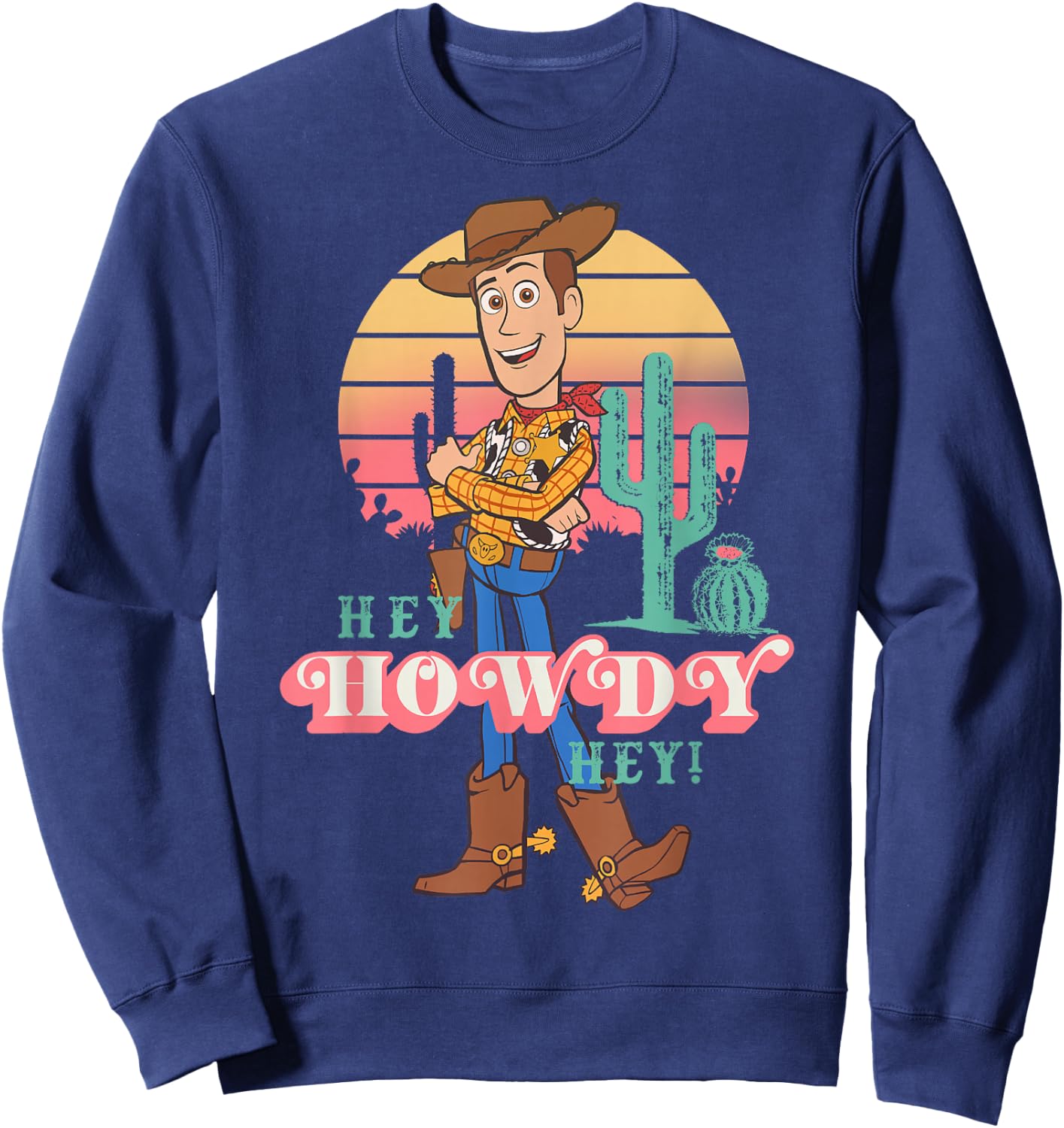 Disney Pixar Toy Story 4 Woody Hey Howdy Hey Retro Portrait Sweatshirt - Sweatshirt | Navy