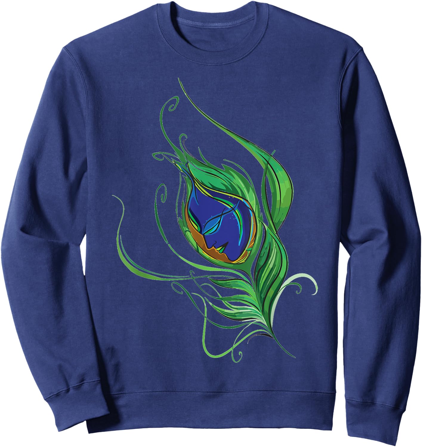 Artistic Peacock Feather Lord Krishna . Sweatshirt - Sweatshirt | Navy