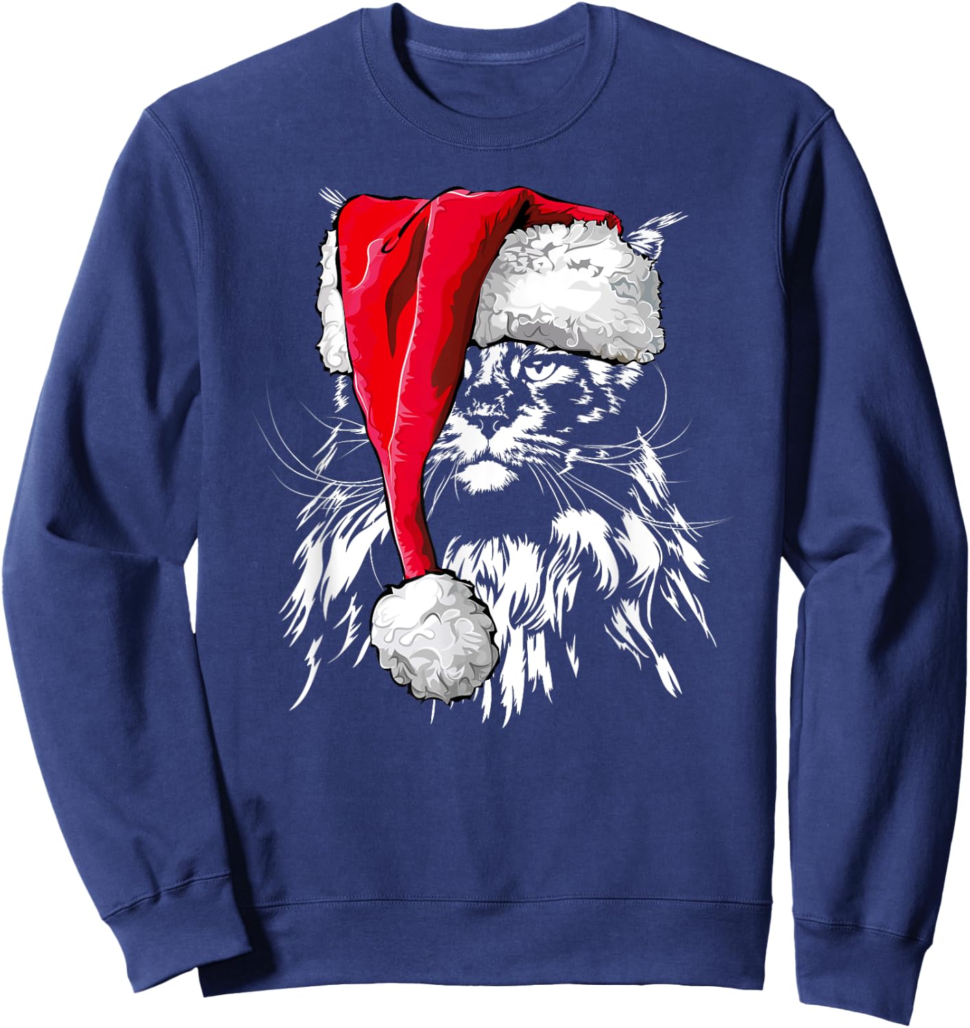 Funny Maine Coon Santa Christmas cat mom gift present Men Women Kids Sweatshirt - Sweatshirt | Navy